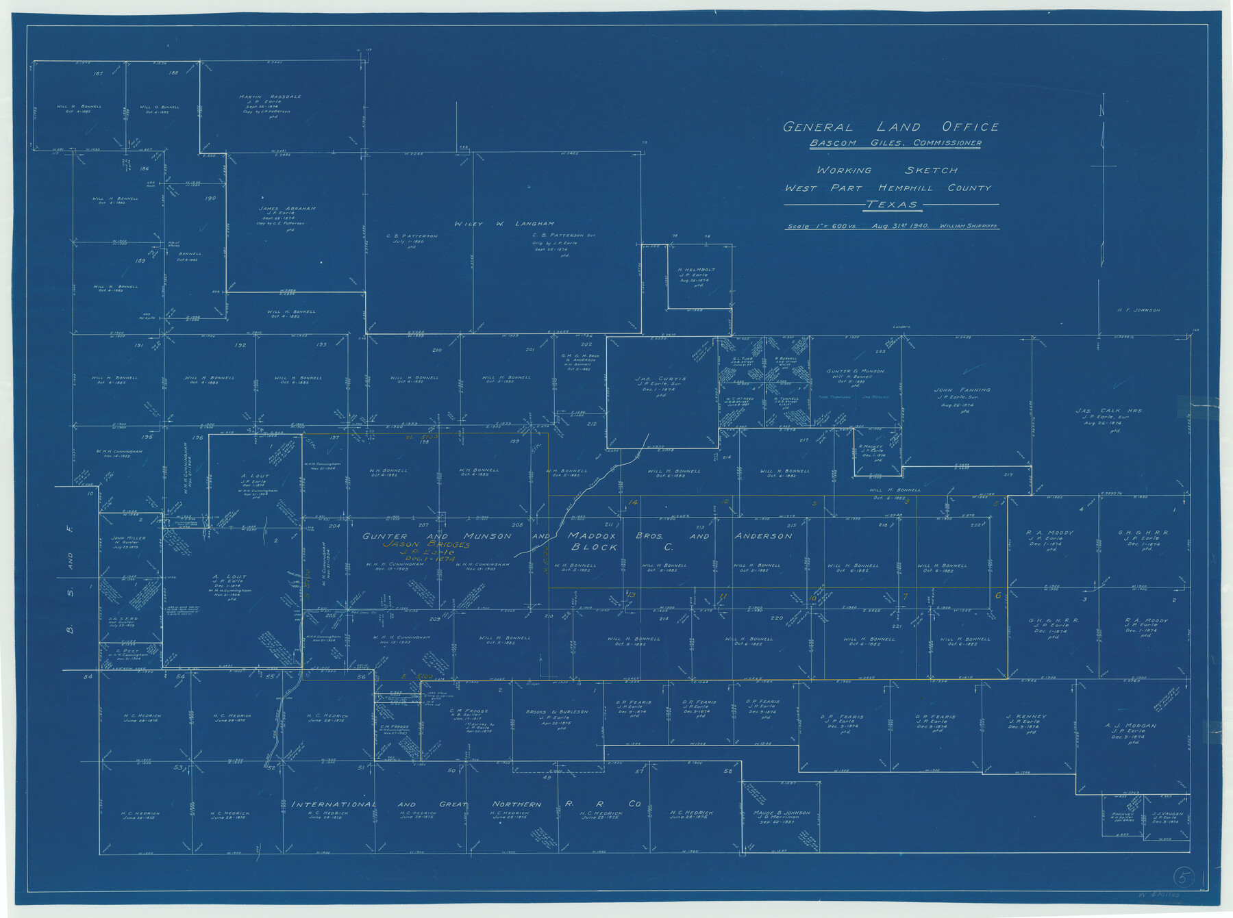 66100, Hemphill County Working Sketch 5, General Map Collection