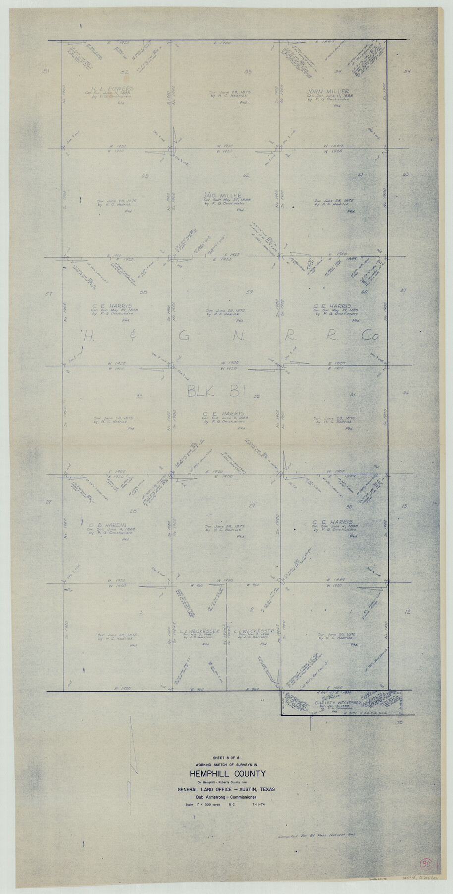 66125, Hemphill County Working Sketch 30, General Map Collection