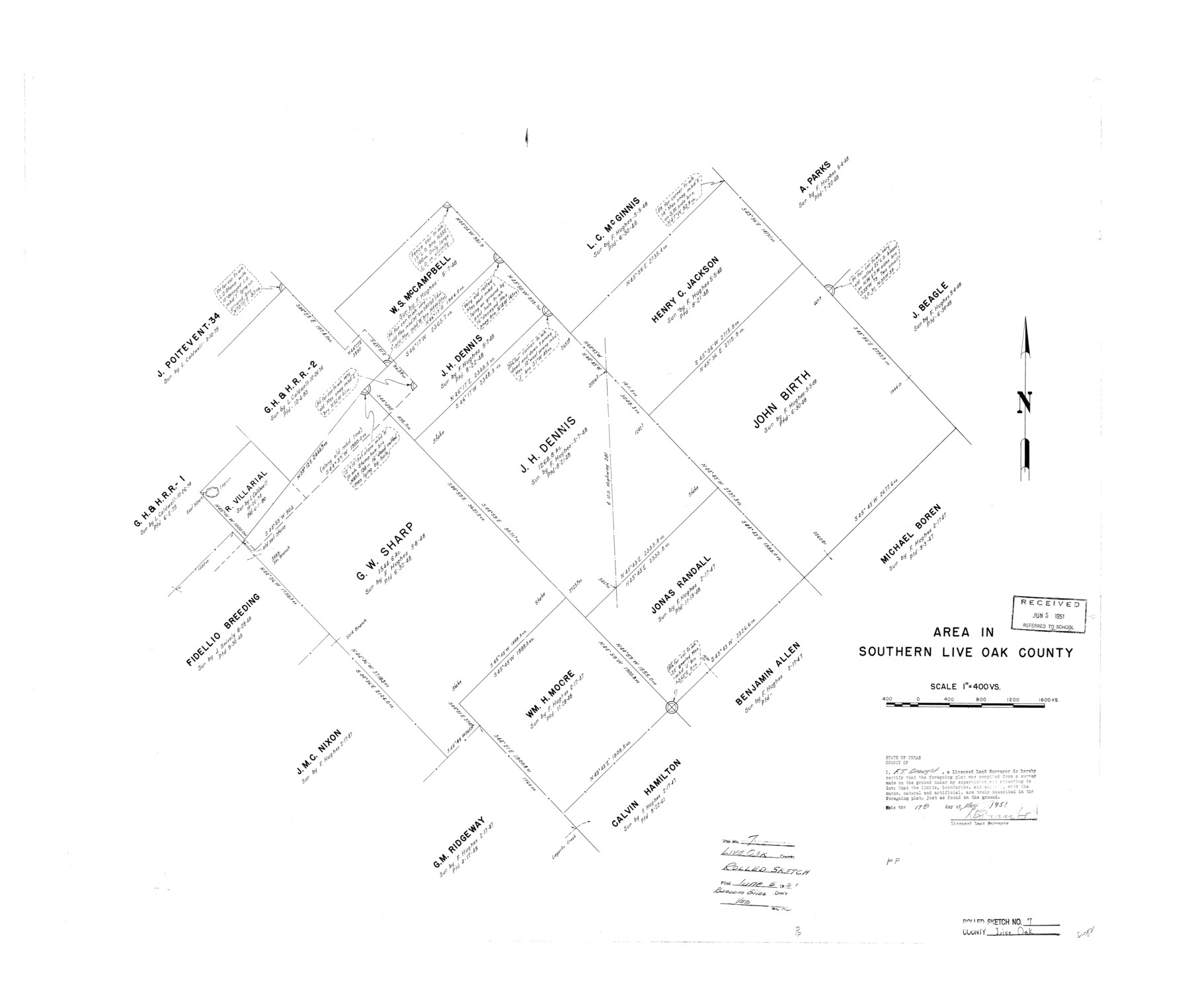 6635, Live Oak County Rolled Sketch 7, General Map Collection