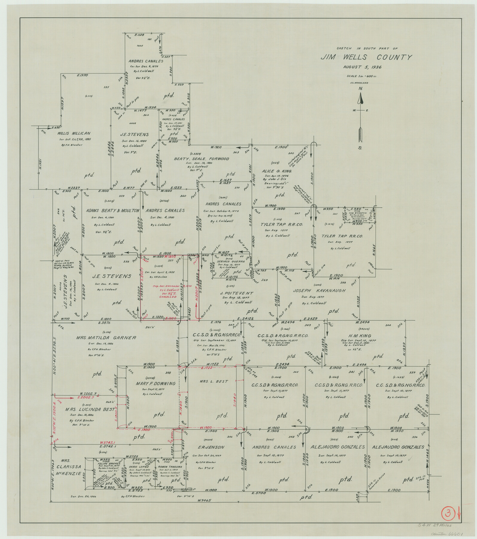 66601, Jim Wells County Working Sketch 3, General Map Collection