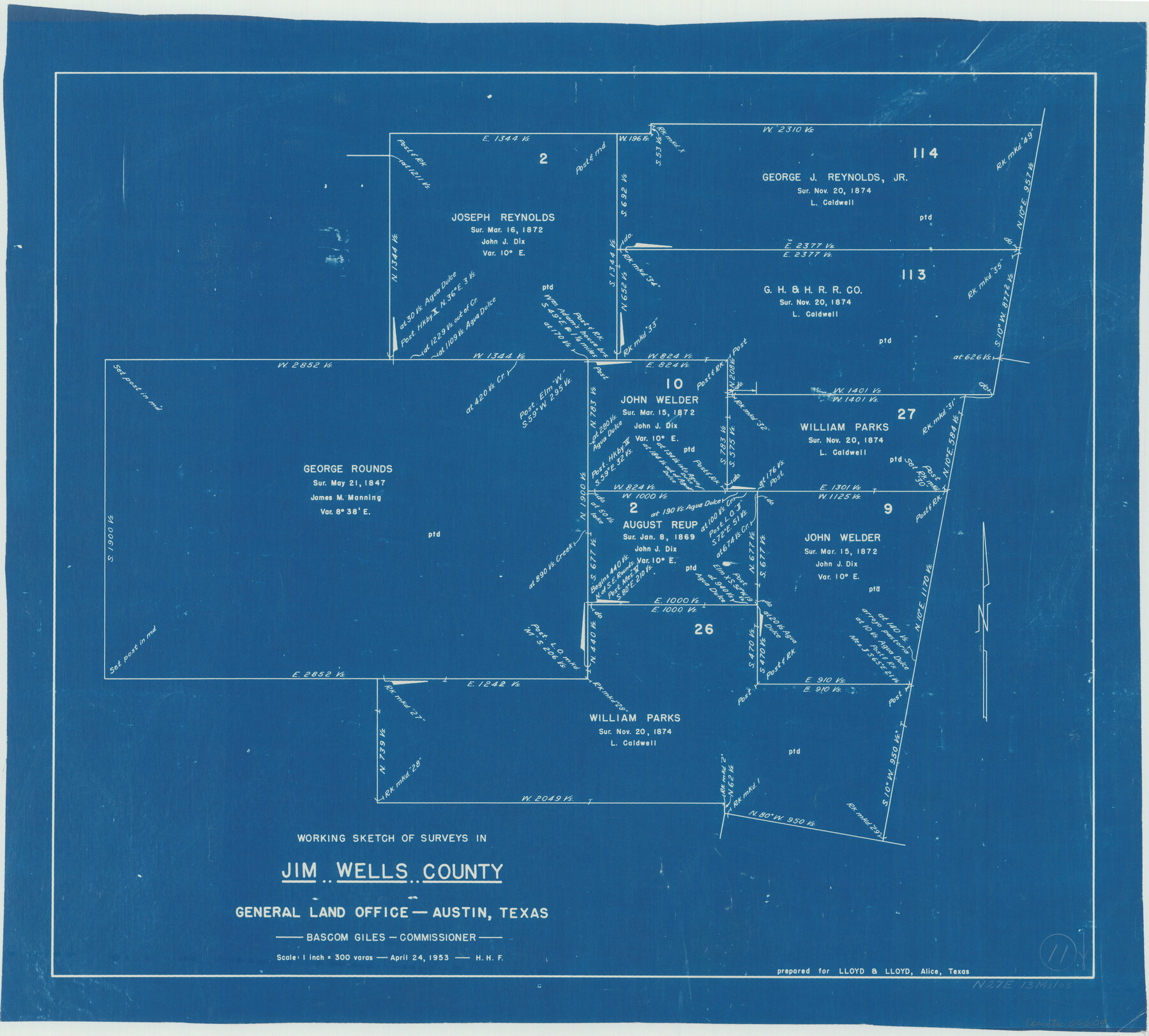 66609, Jim Wells County Working Sketch 11, General Map Collection