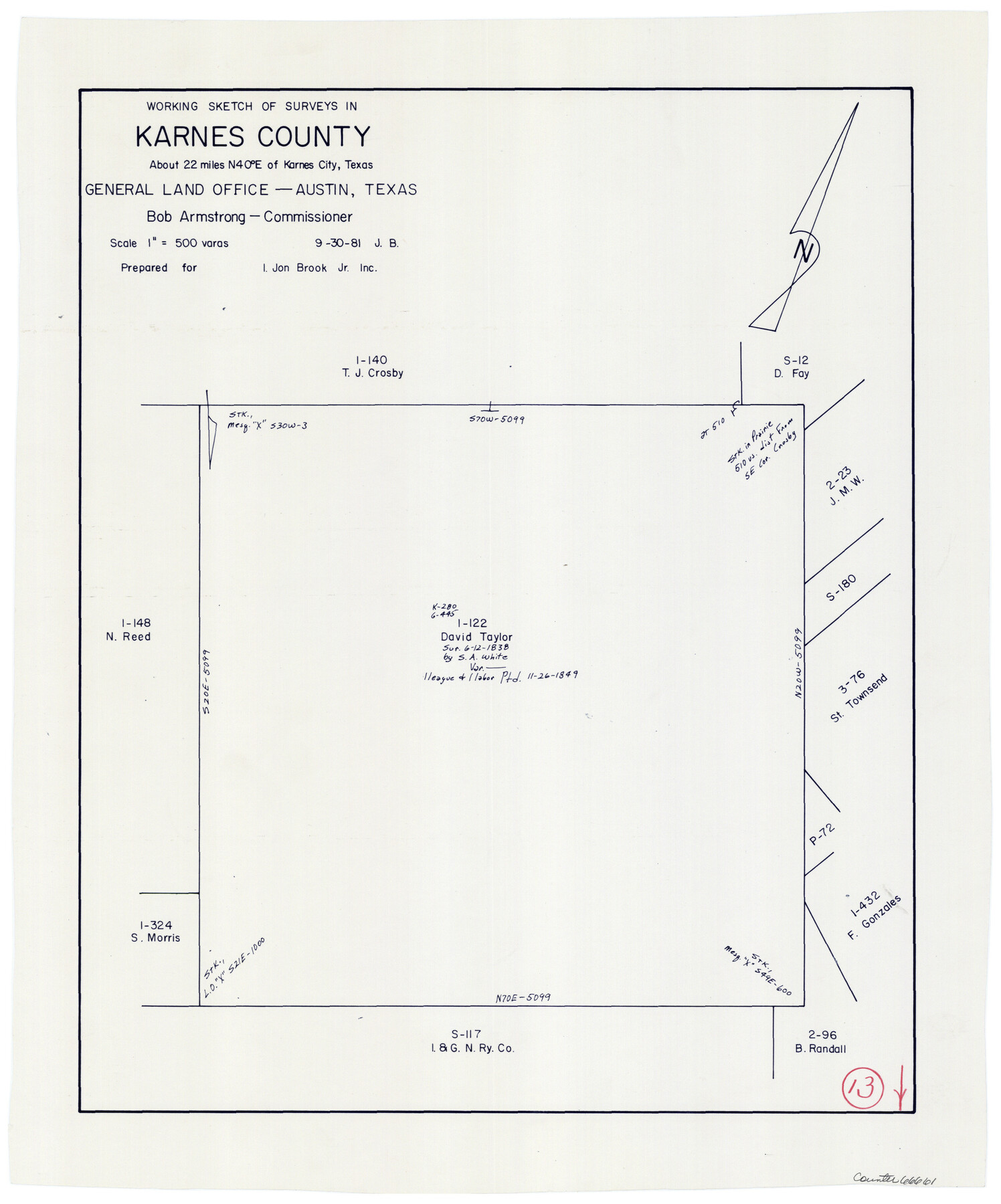 66661, Karnes County Working Sketch 13, General Map Collection
