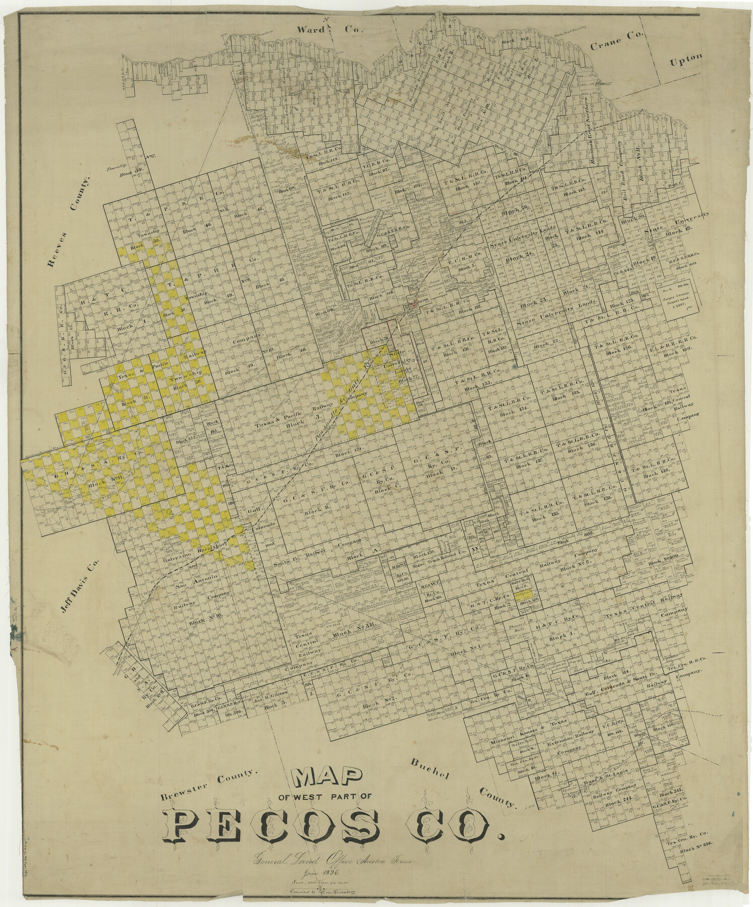 66974, Map of West Part of Pecos Co., General Map Collection