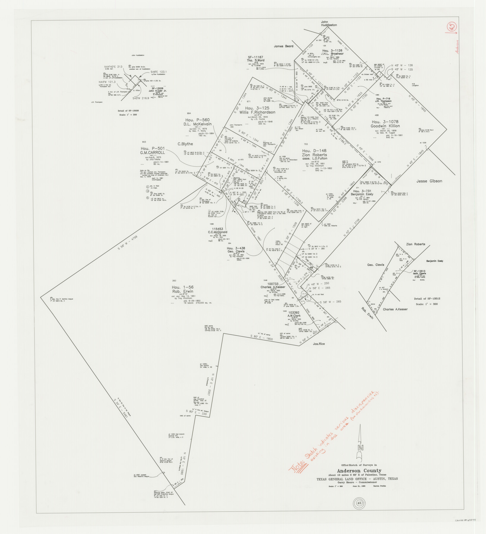 67045, Anderson County Working Sketch 45, General Map Collection