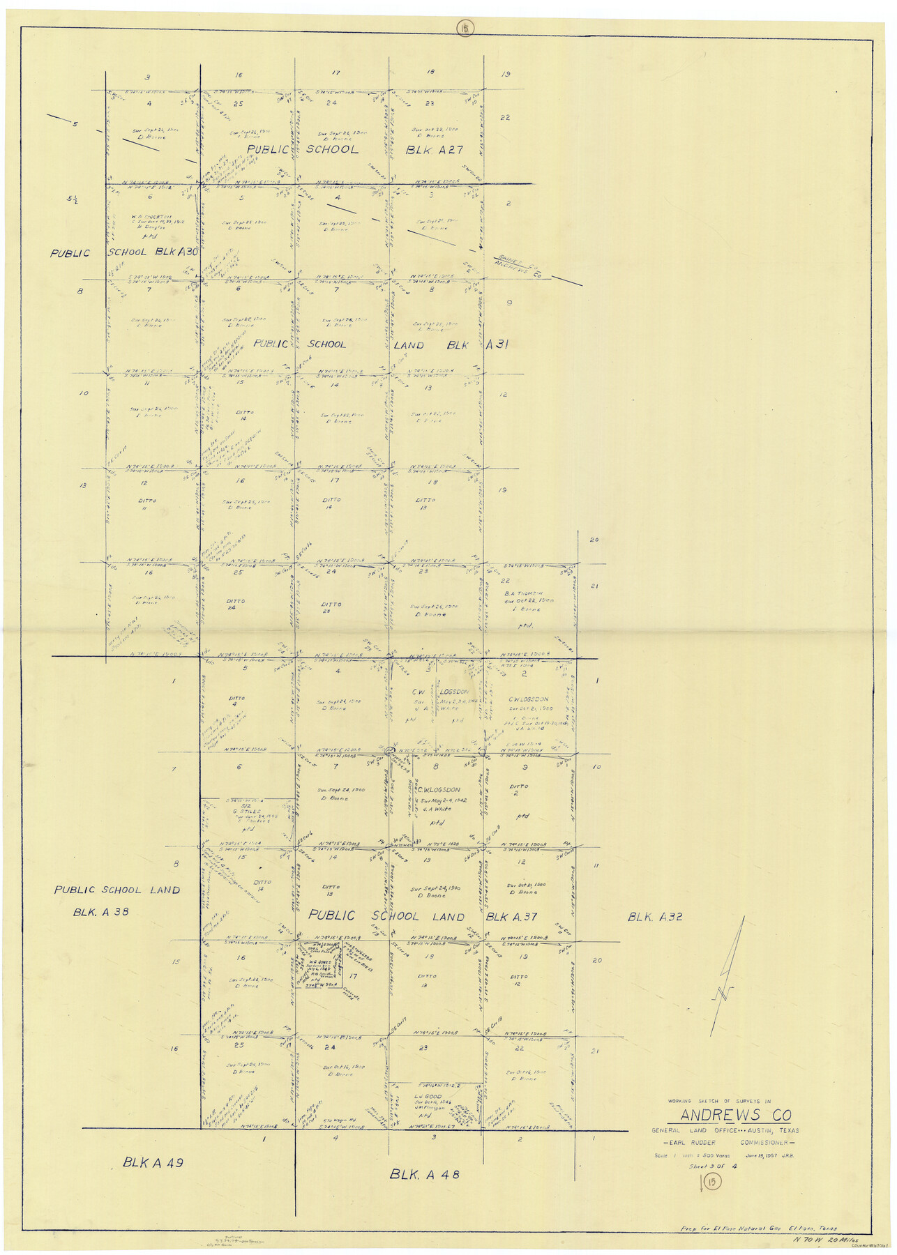 67061, Andrews County Working Sketch 15, General Map Collection