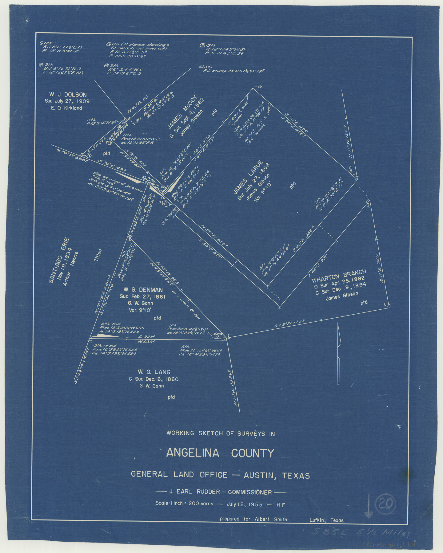 67101, Angelina County Working Sketch 20, General Map Collection