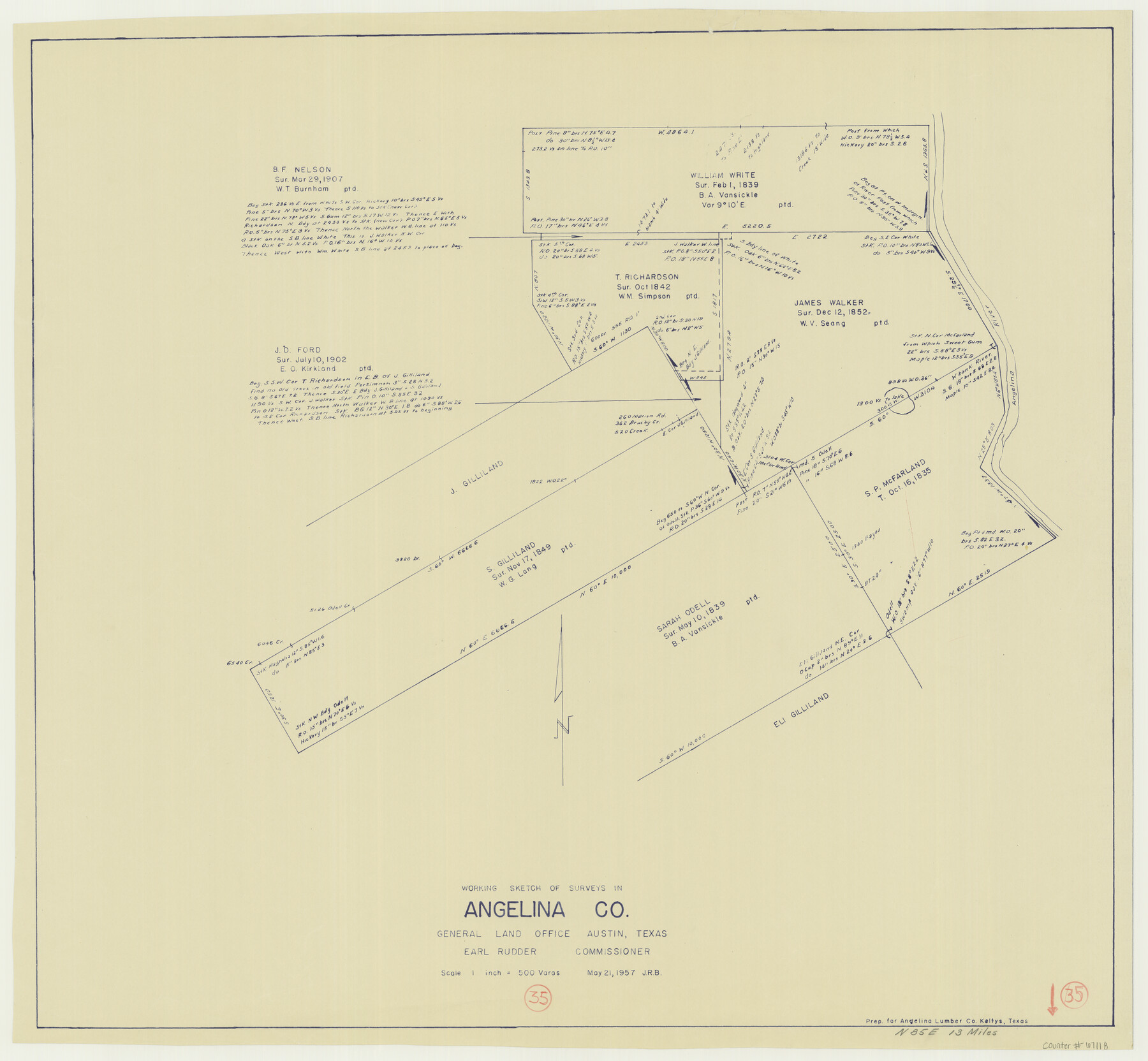 67118, Angelina County Working Sketch 35, General Map Collection