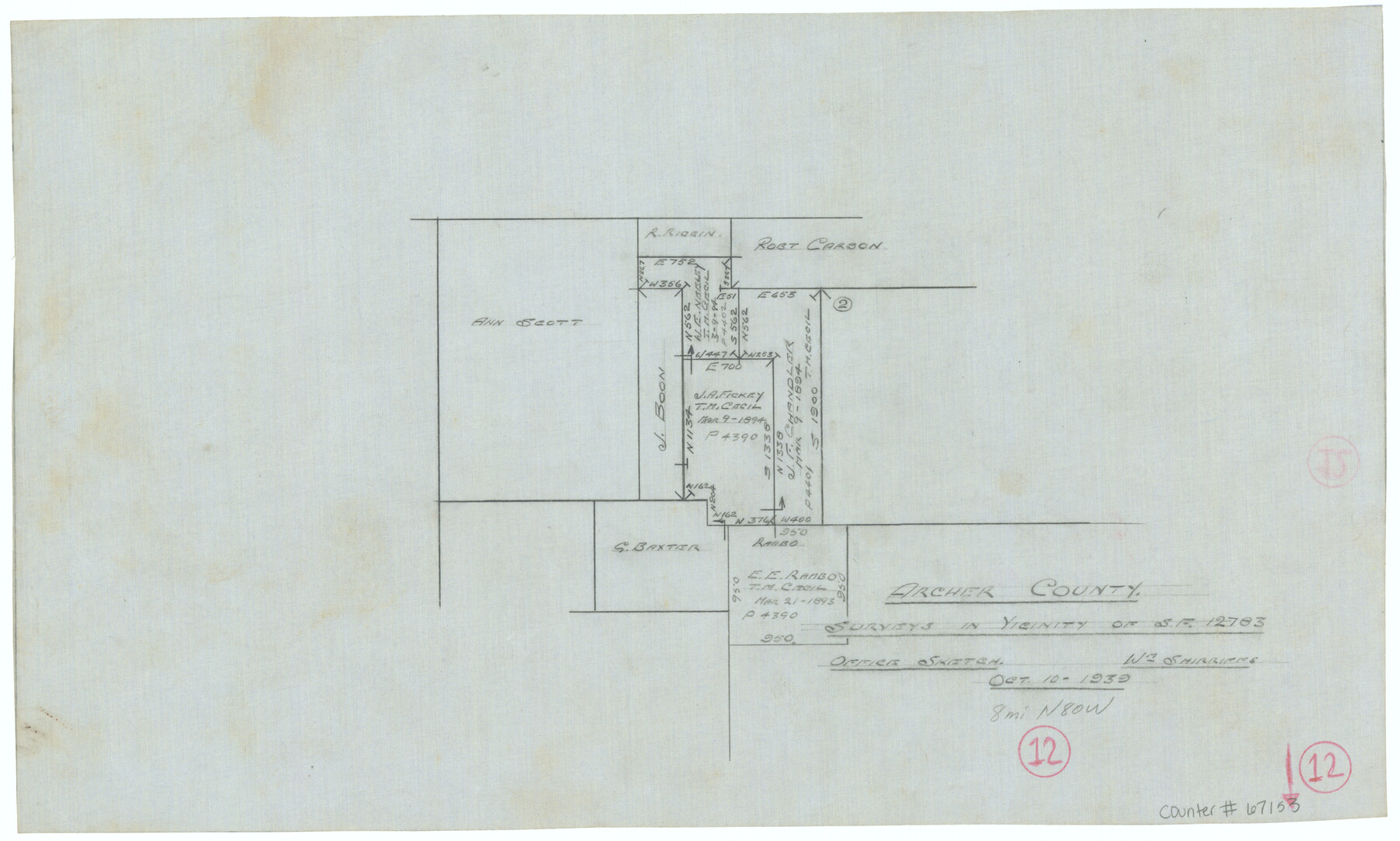 67153, Archer County Working Sketch 12, General Map Collection