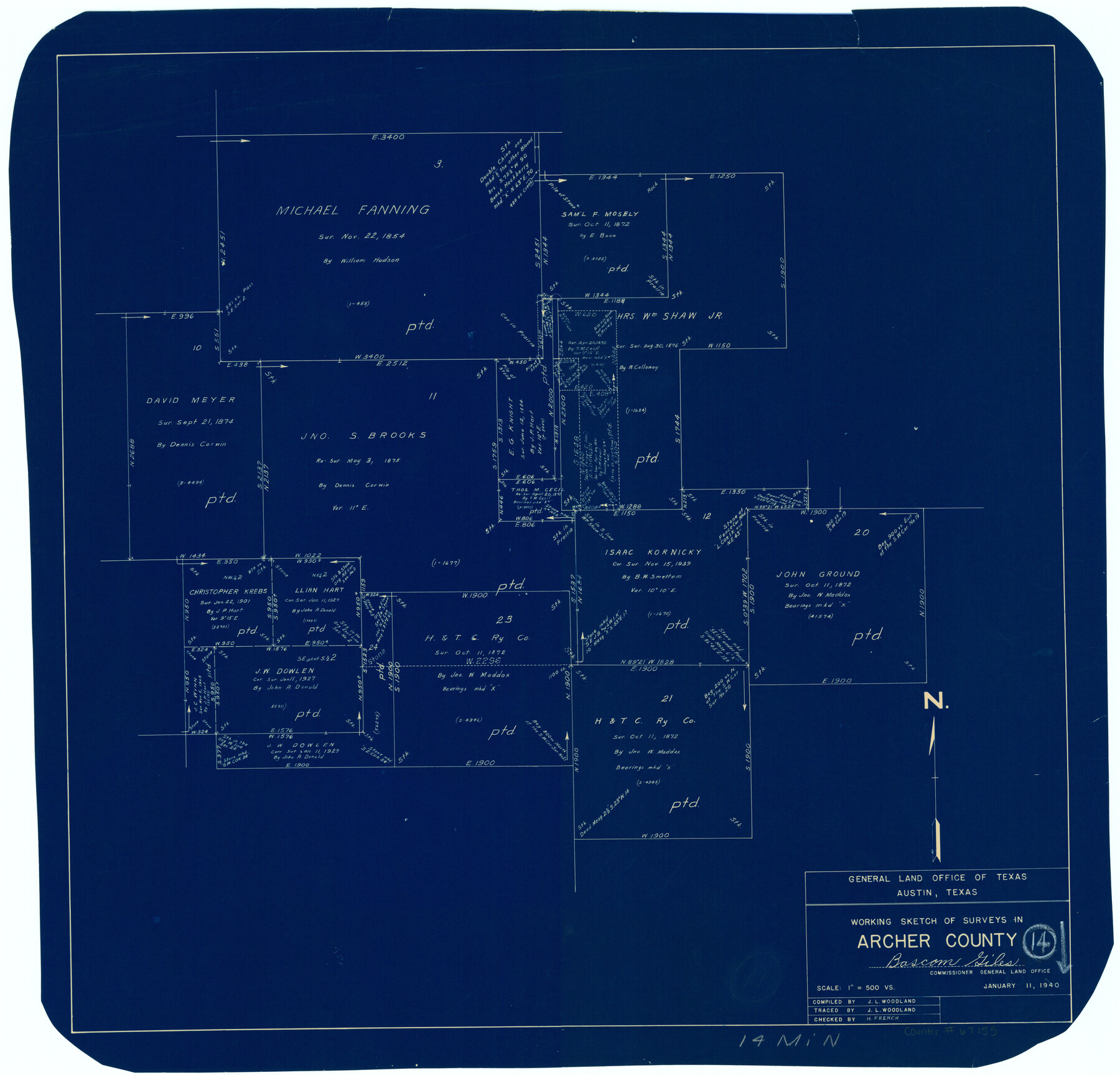 67155, Archer County Working Sketch 14, General Map Collection