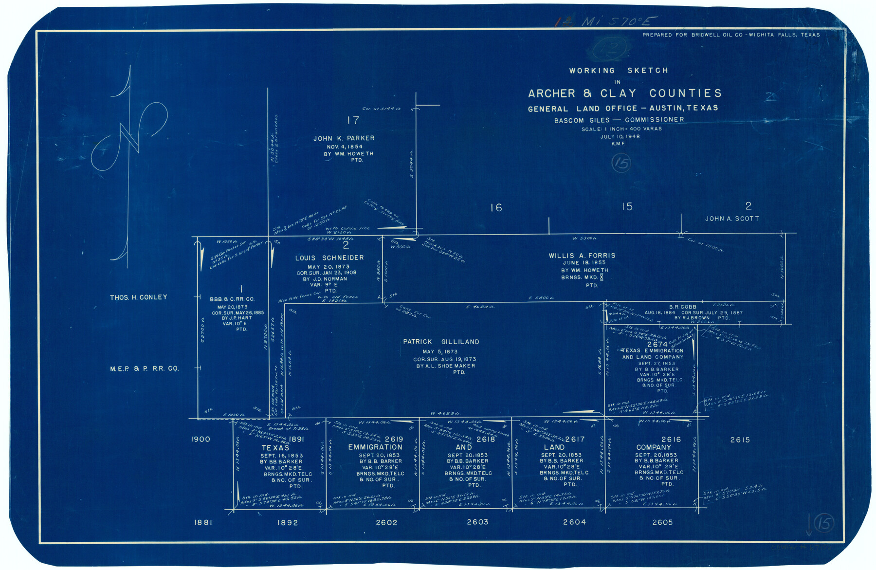 67156, Archer County Working Sketch 15, General Map Collection