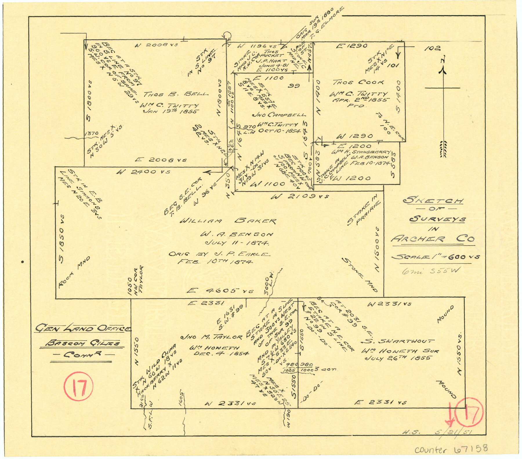 67158, Archer County Working Sketch 17, General Map Collection