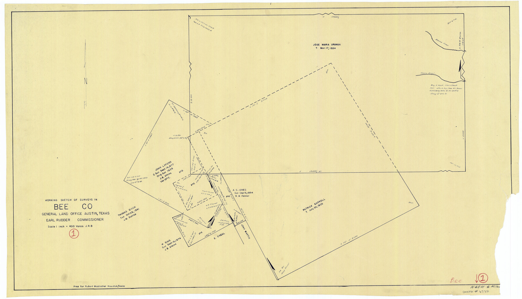 67251, Bee County Working Sketch 1, General Map Collection