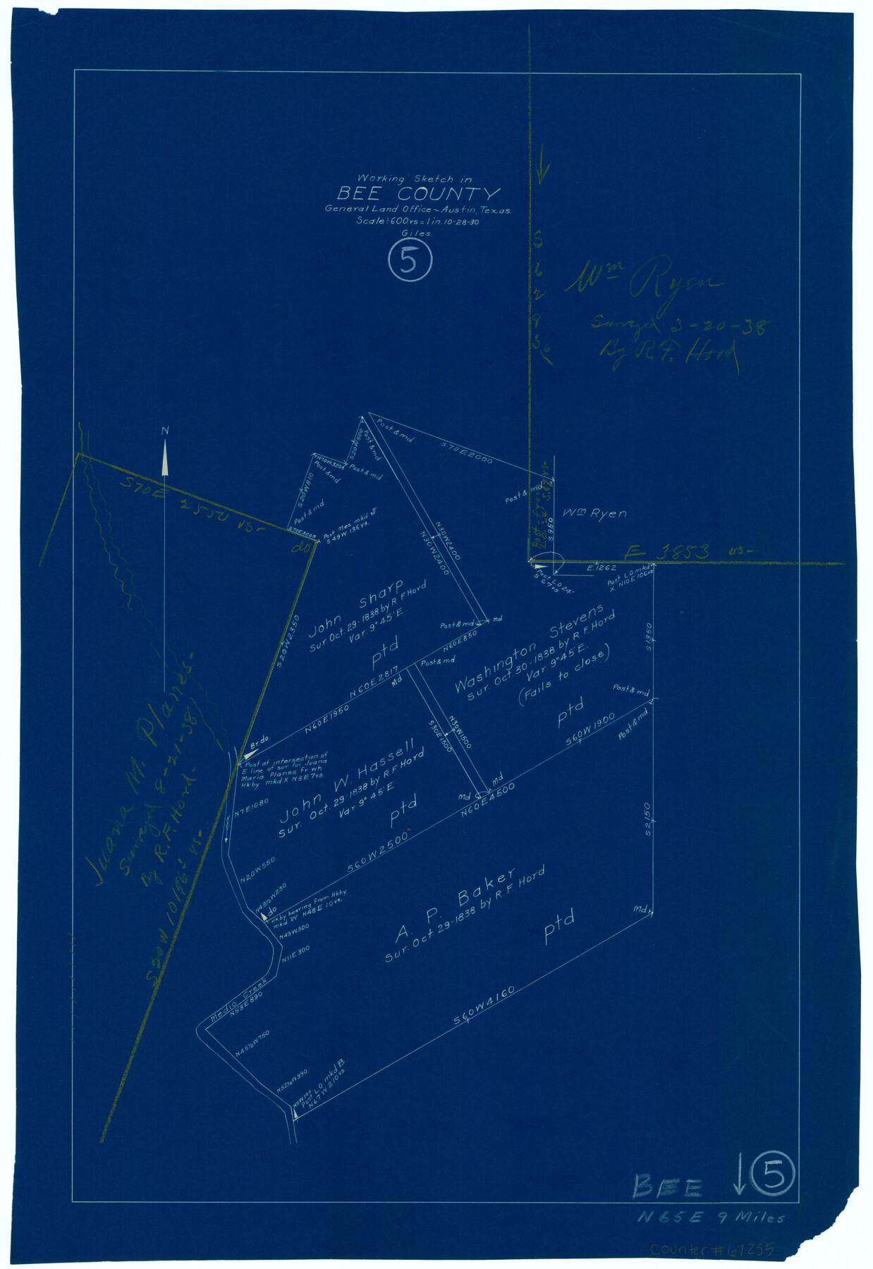 67255, Bee County Working Sketch 5, General Map Collection