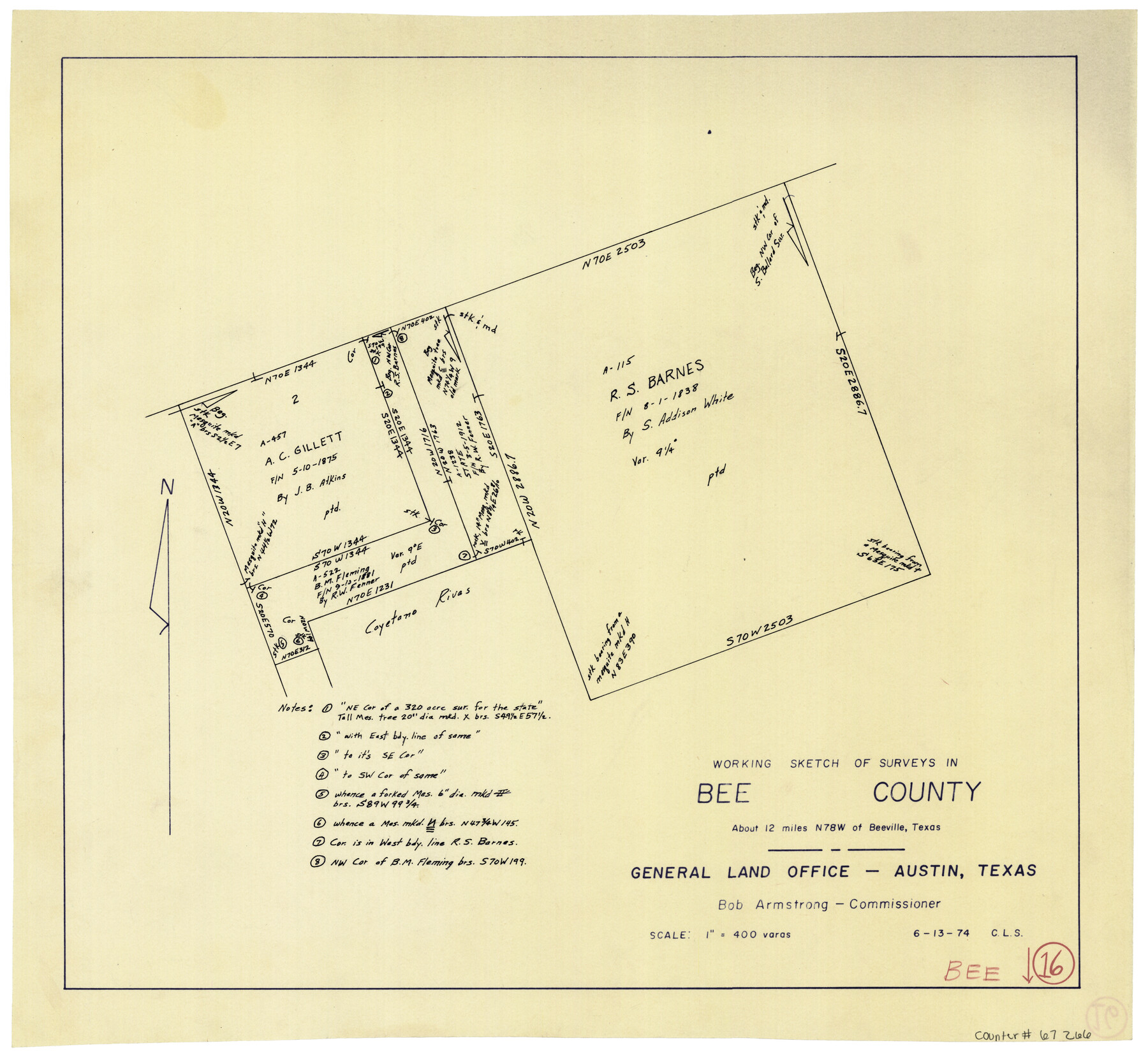 67266, Bee County Working Sketch 16, General Map Collection
