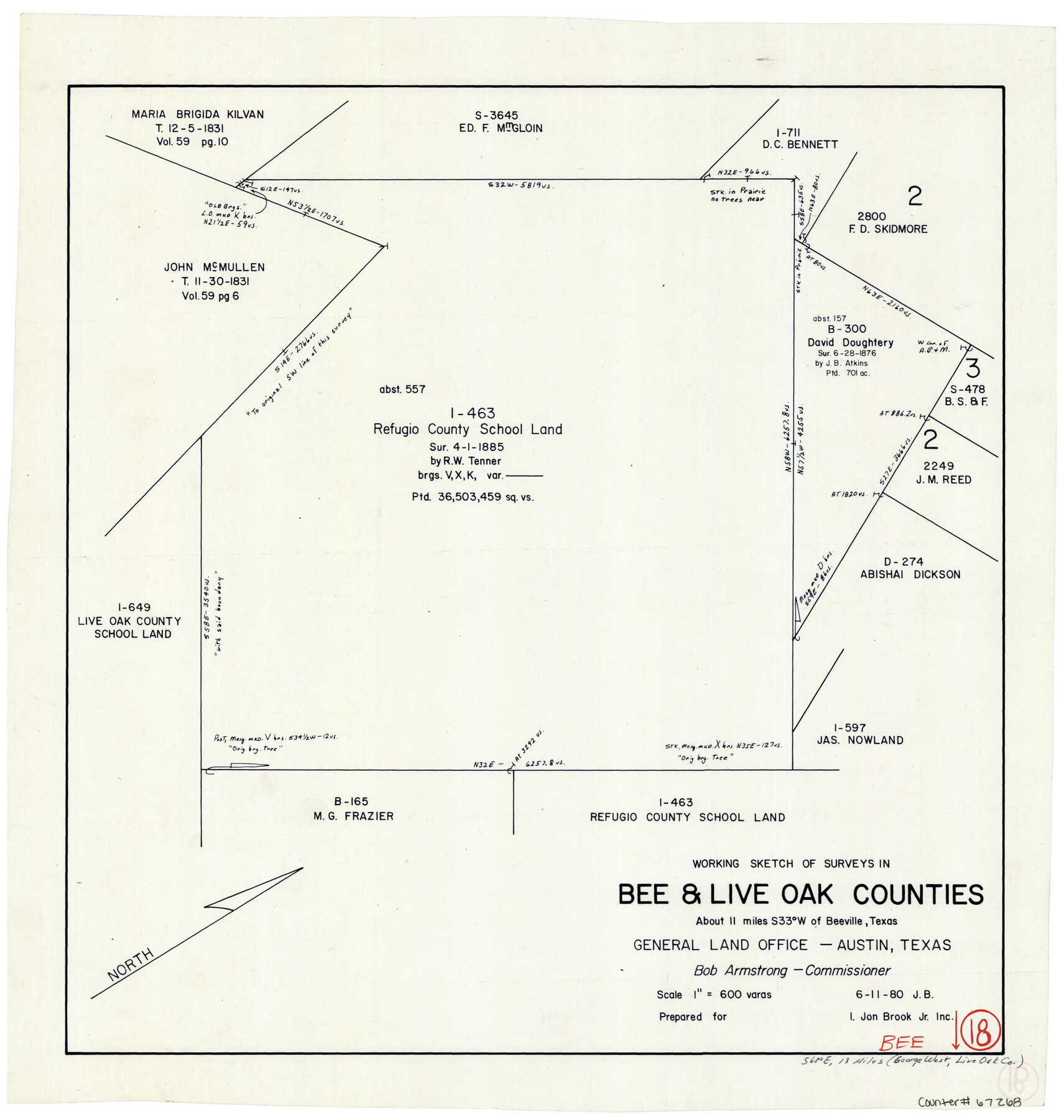 67268, Bee County Working Sketch 18, General Map Collection
