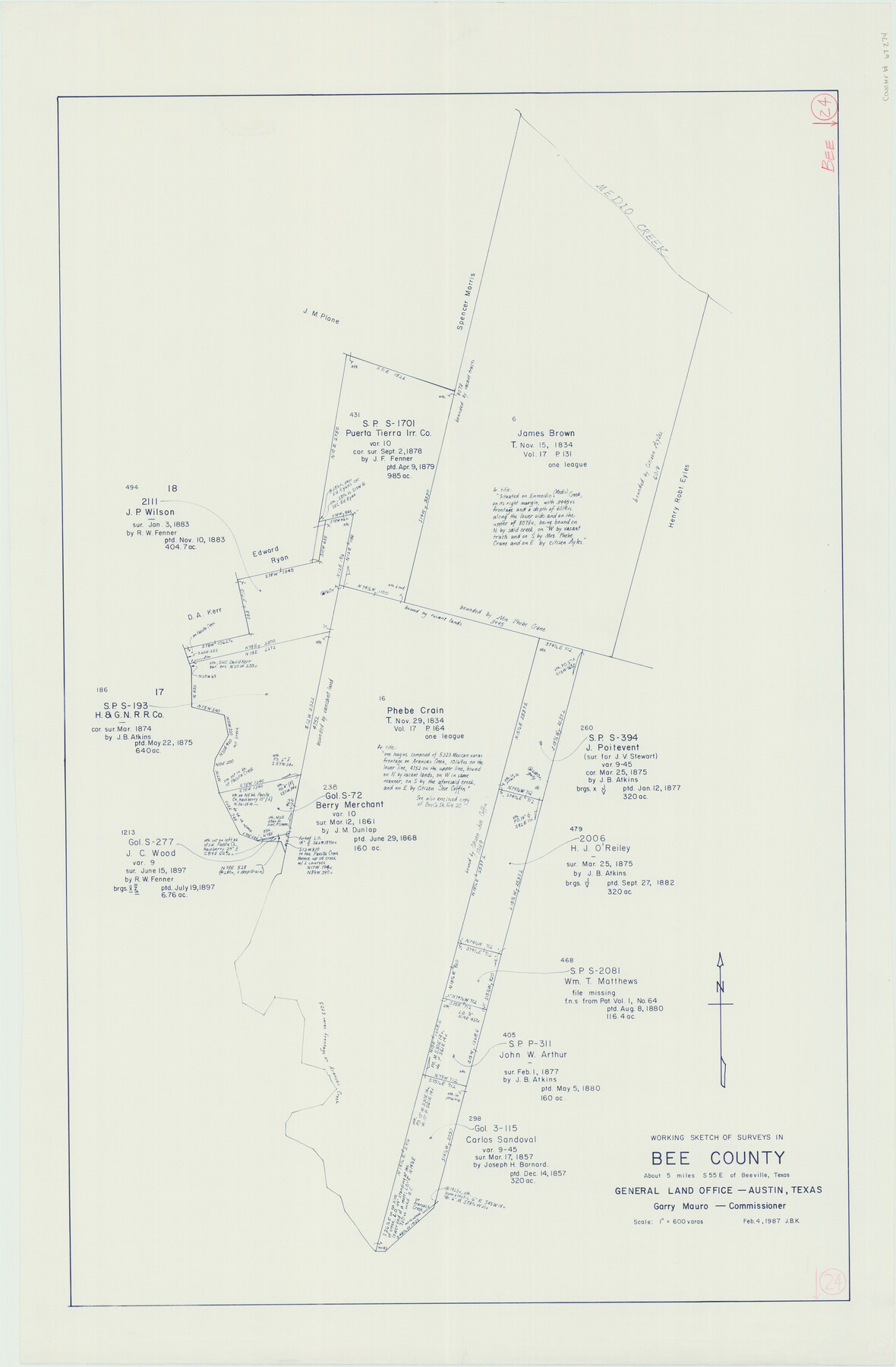 67274, Bee County Working Sketch 24, General Map Collection