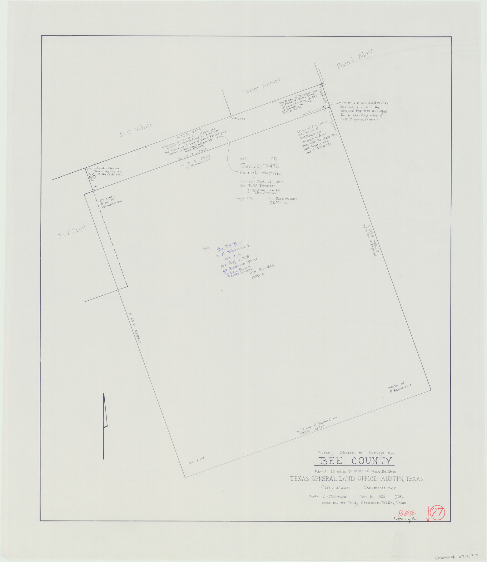 67277, Bee County Working Sketch 27, General Map Collection