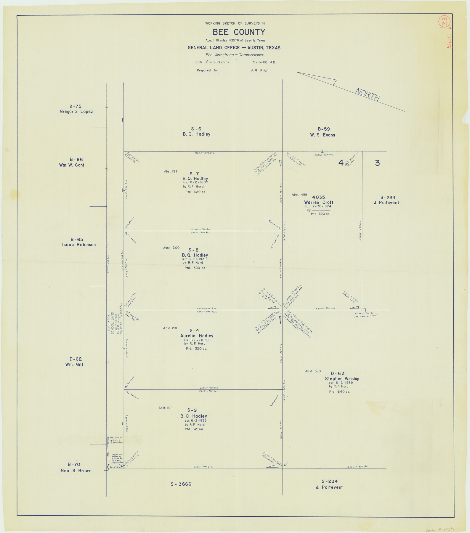 67284, Bee County Working Sketch 33, General Map Collection