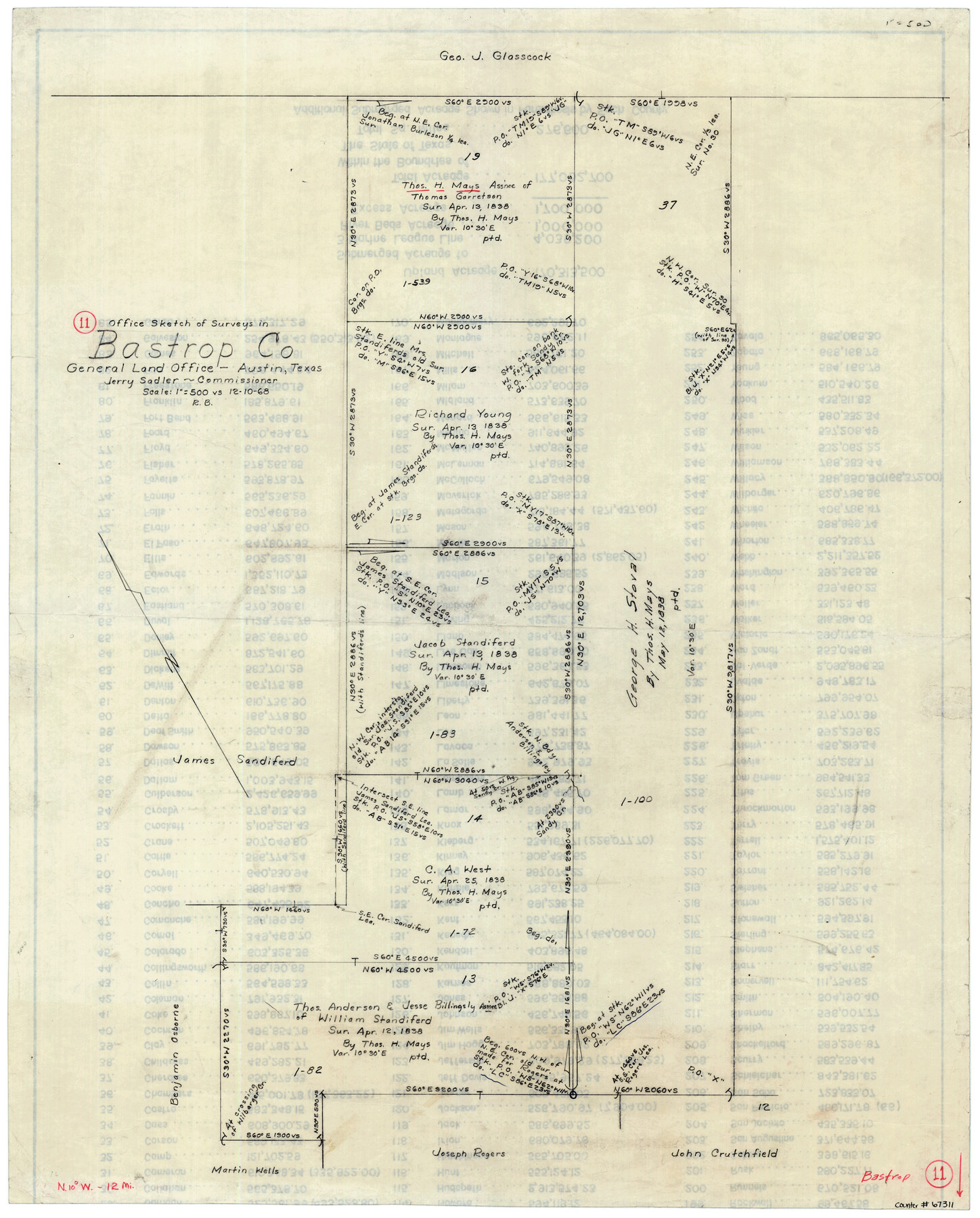 67311, Bastrop County Working Sketch 11, General Map Collection
