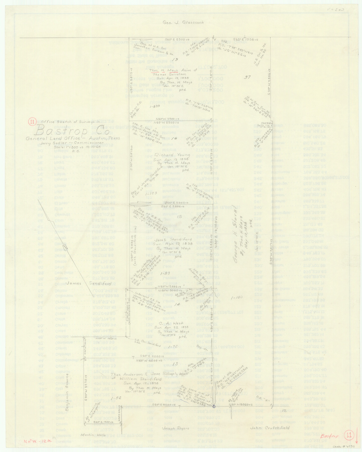 67311, Bastrop County Working Sketch 11, General Map Collection