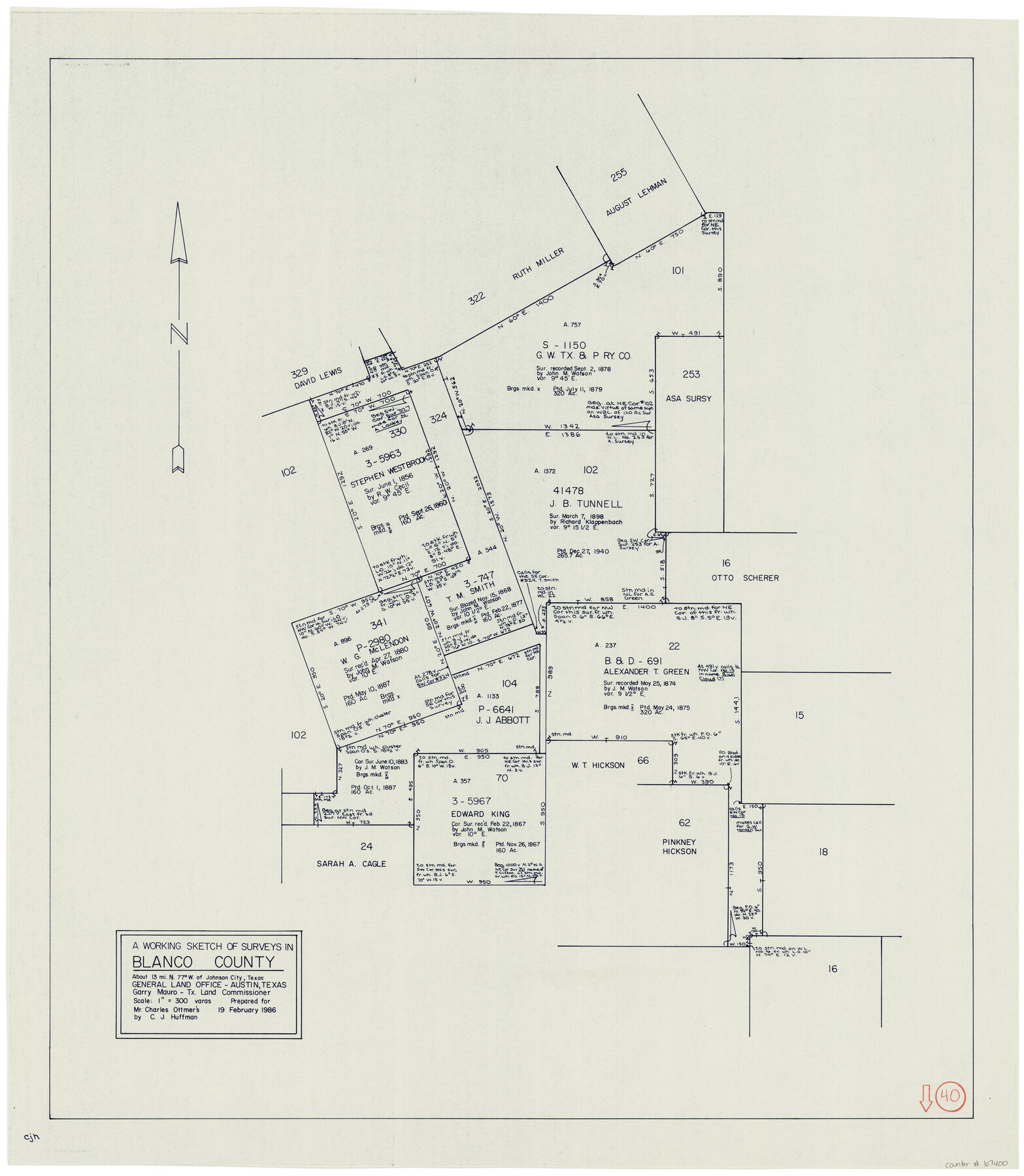 67400, Blanco County Working Sketch 40, General Map Collection
