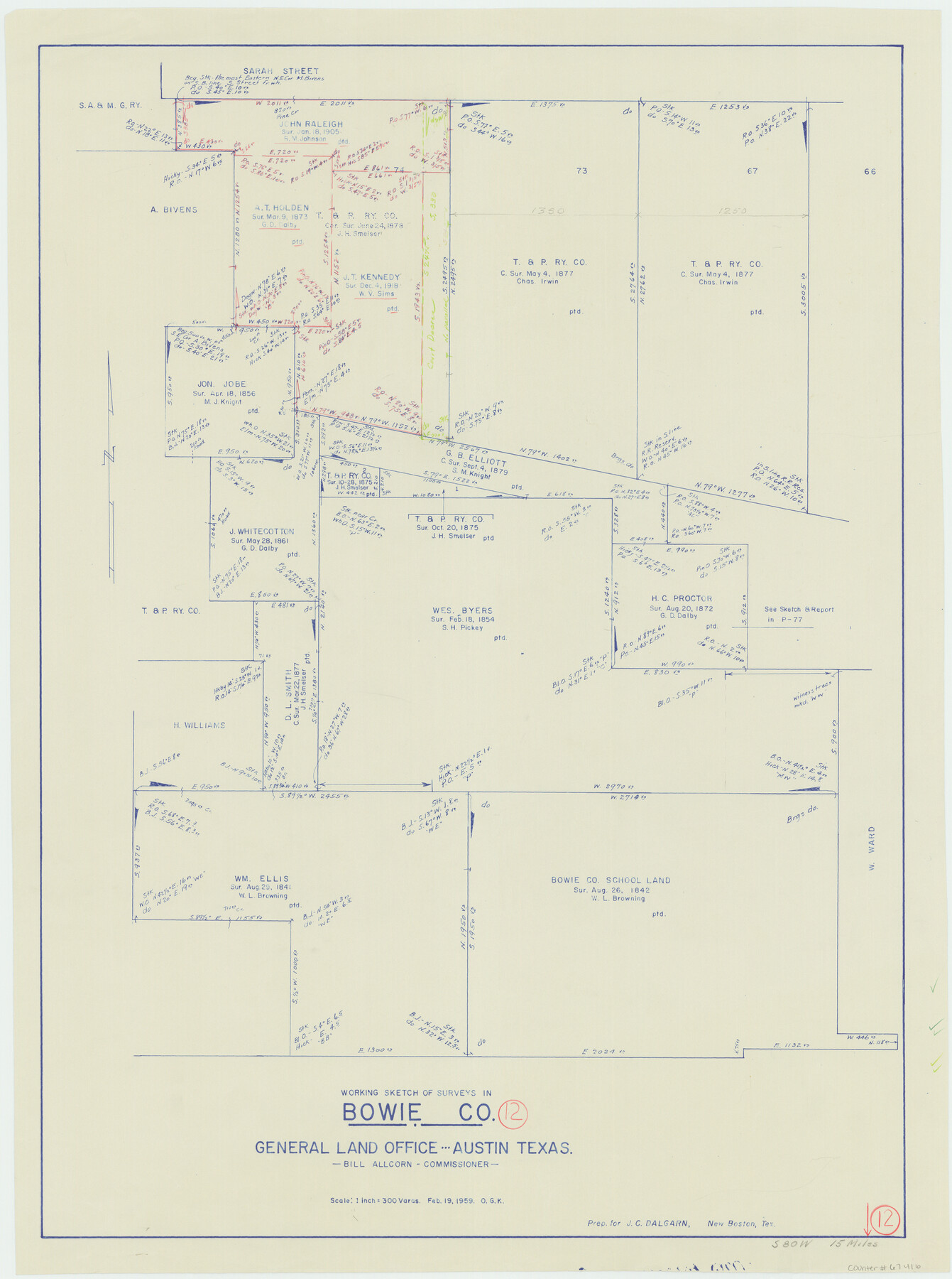 67416, Bowie County Working Sketch 12, General Map Collection
