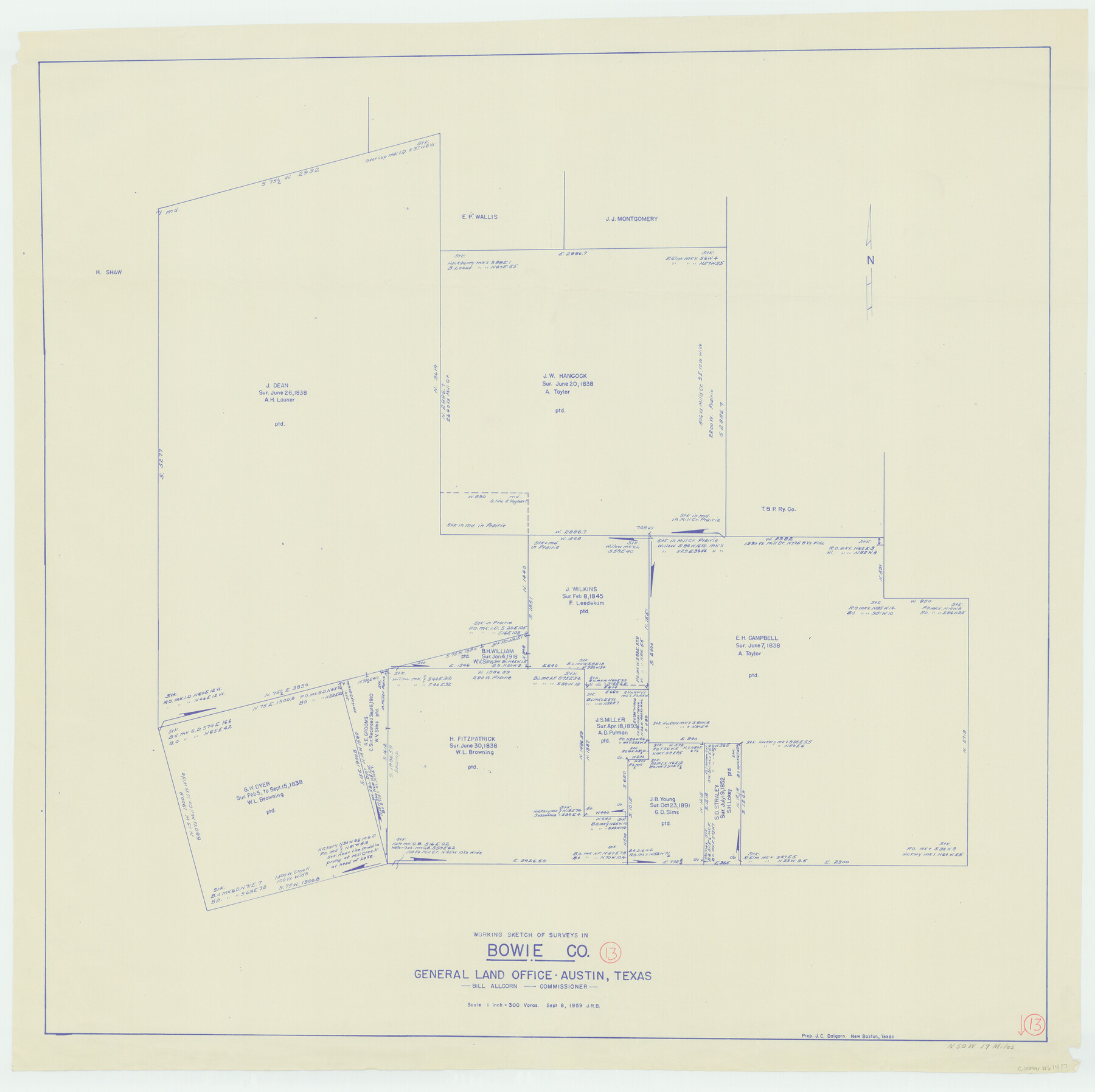 67417, Bowie County Working Sketch 13, General Map Collection