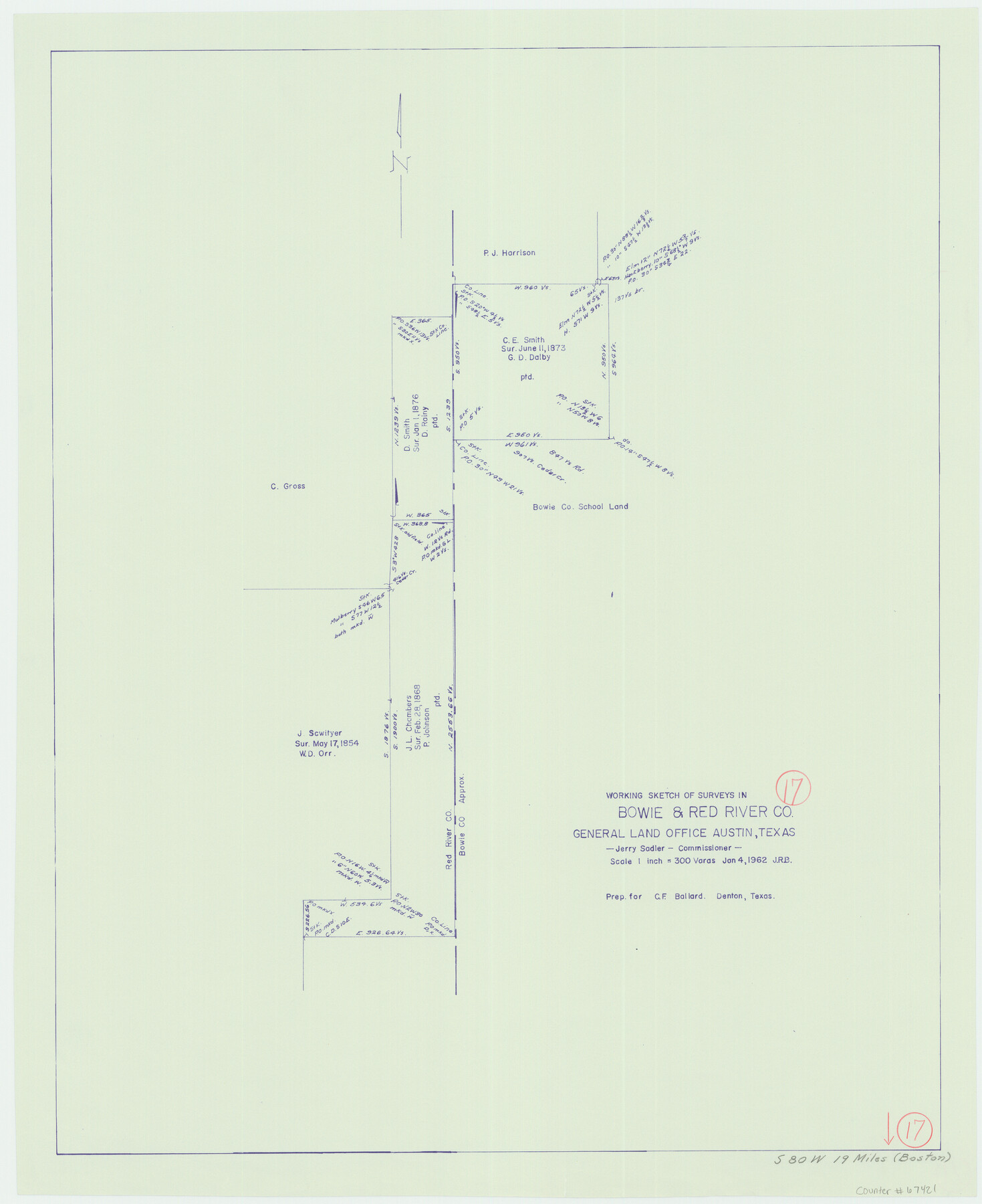 67421, Bowie County Working Sketch 17, General Map Collection