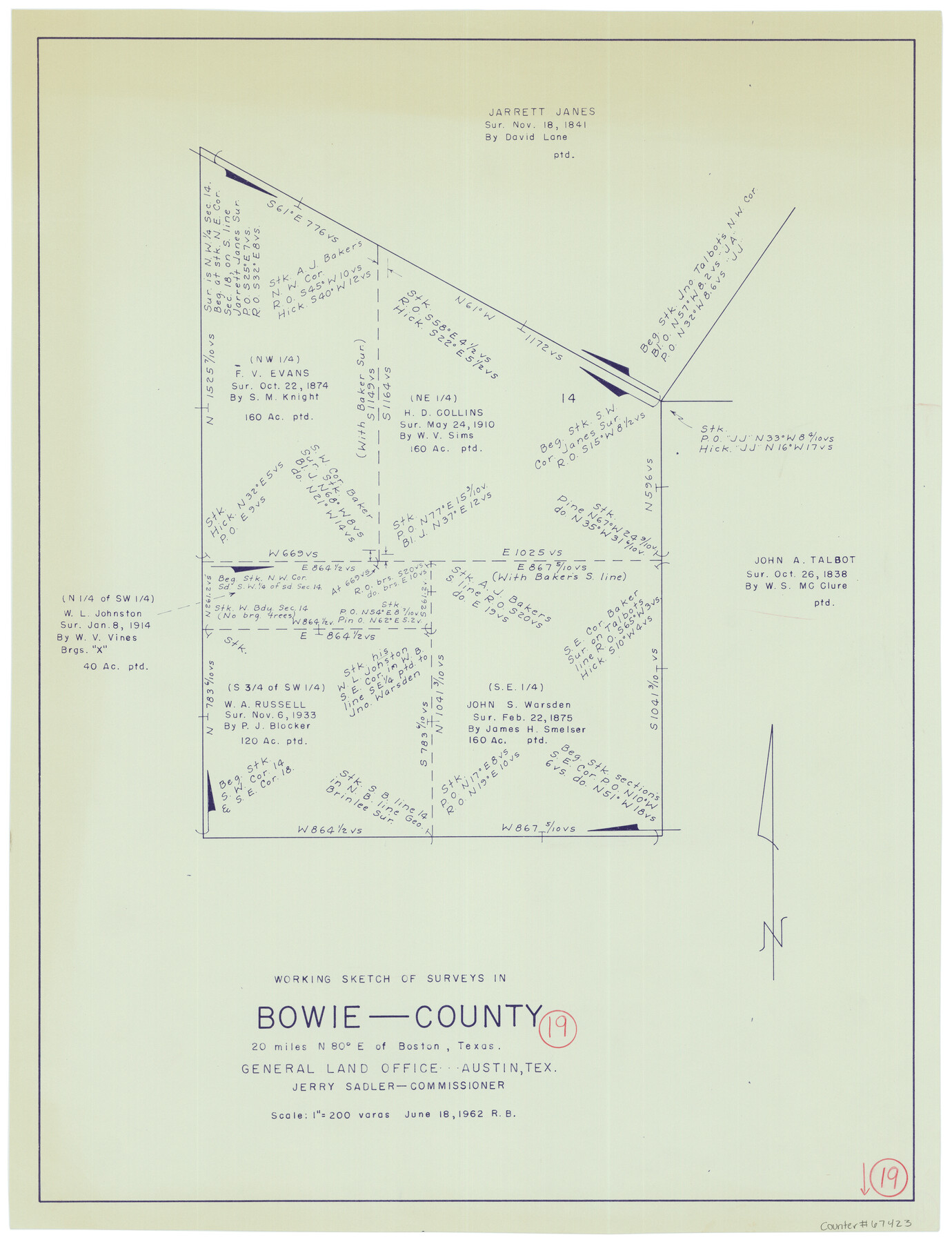67423, Bowie County Working Sketch 19, General Map Collection
