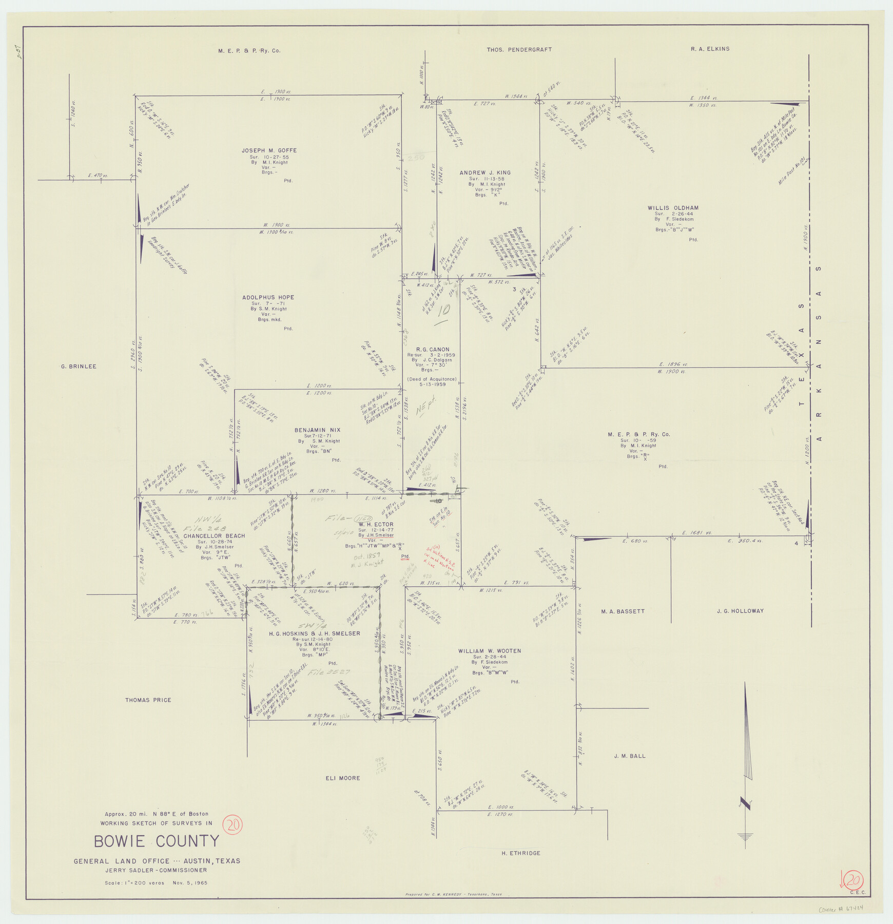 67424, Bowie County Working Sketch 20, General Map Collection