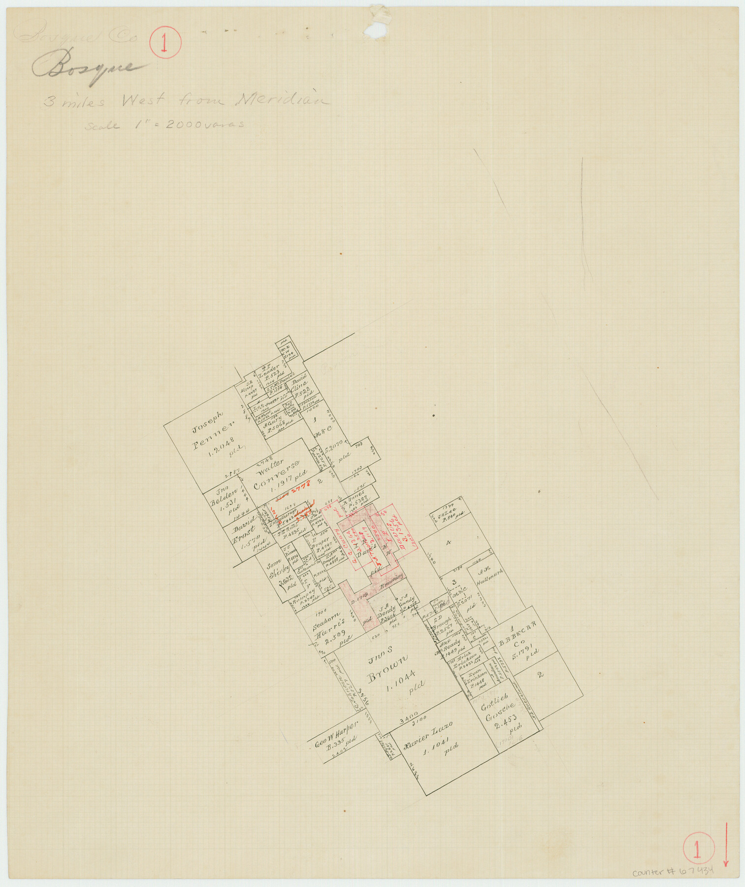 67434, Bosque County Working Sketch 1, General Map Collection