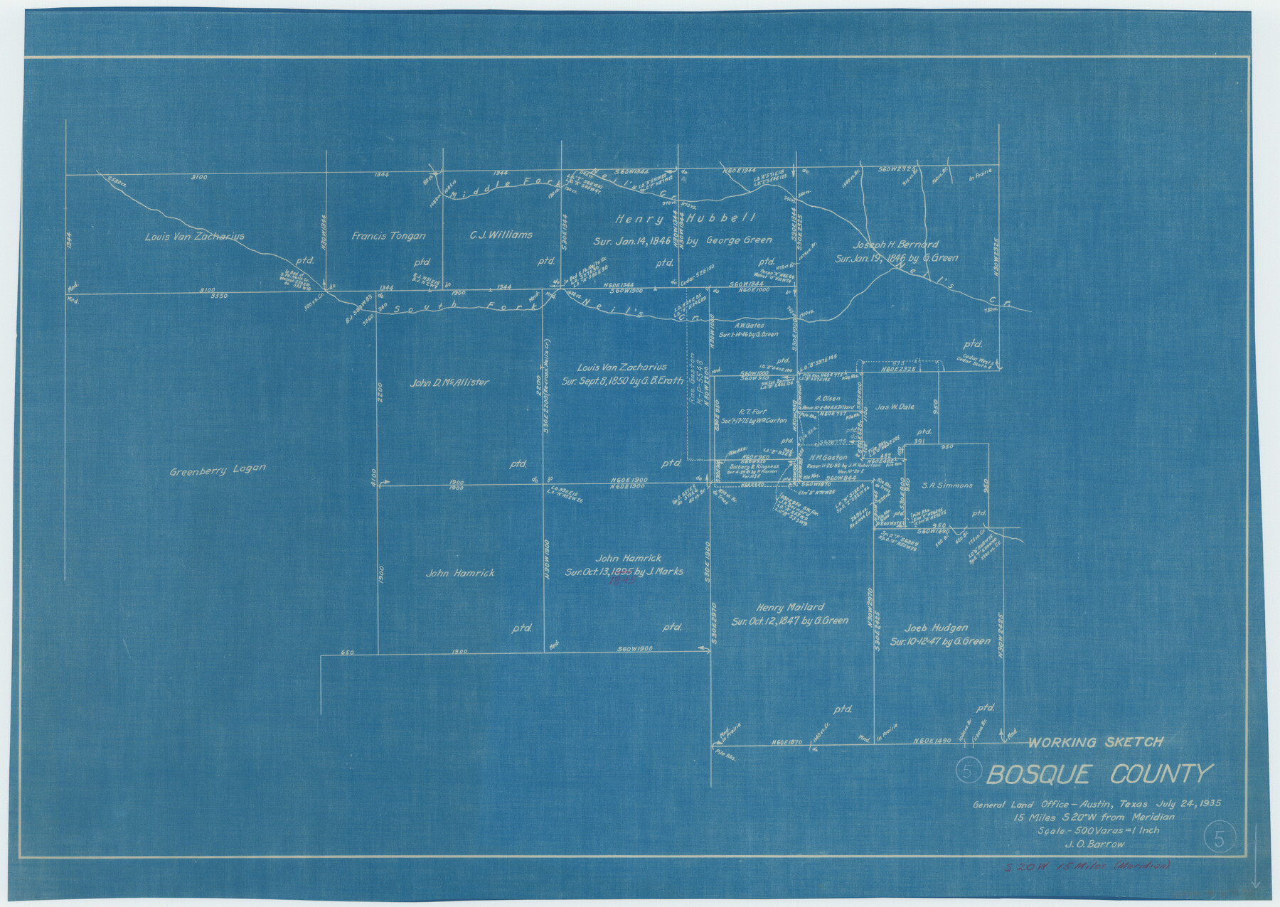 67438, Bosque County Working Sketch 5, General Map Collection