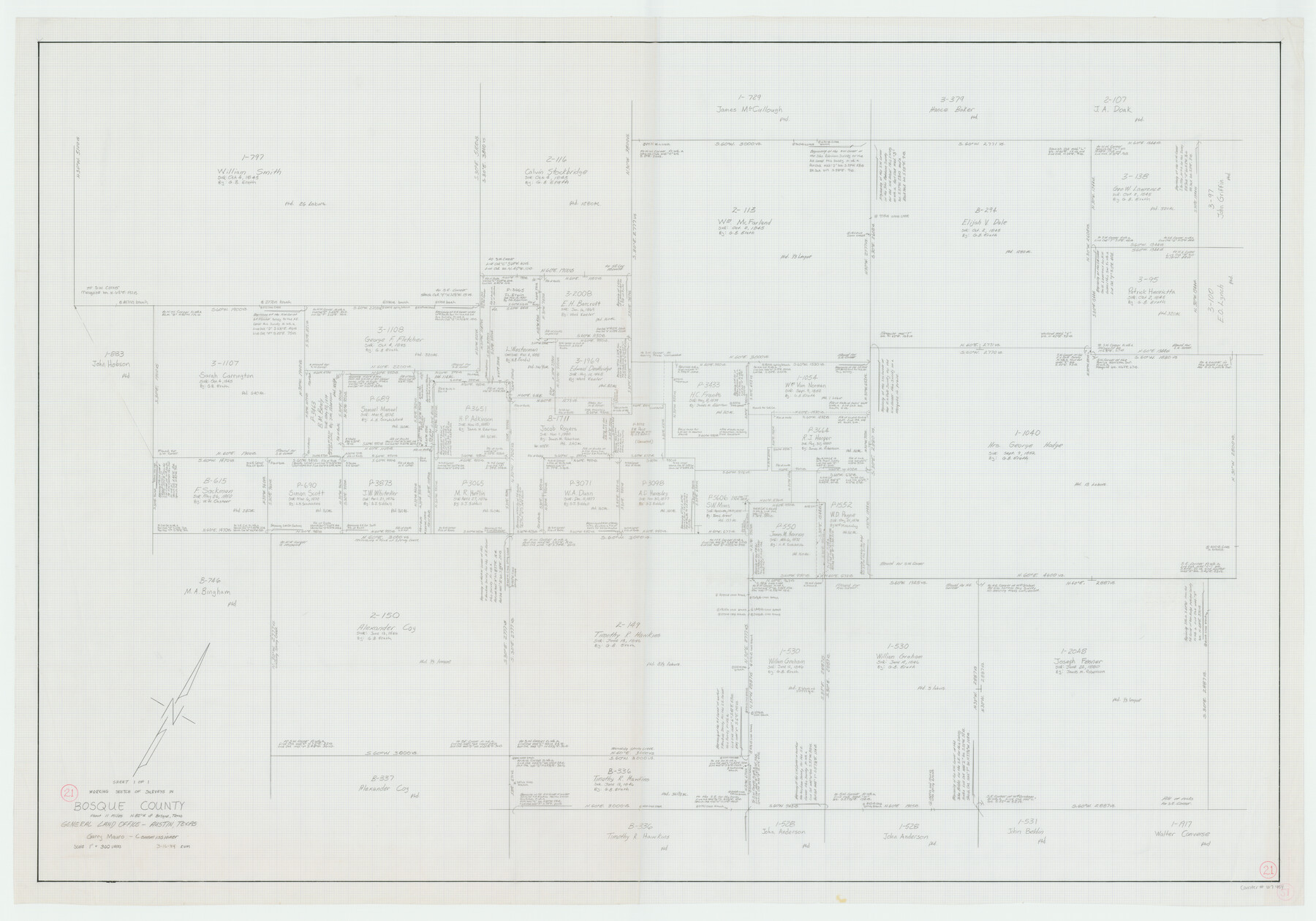 67454, Bosque County Working Sketch 21, General Map Collection