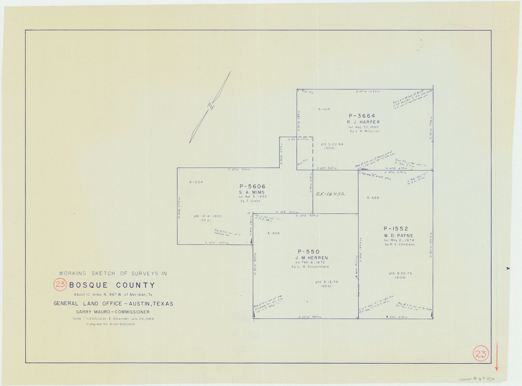 67456, Bosque County Working Sketch 23, General Map Collection