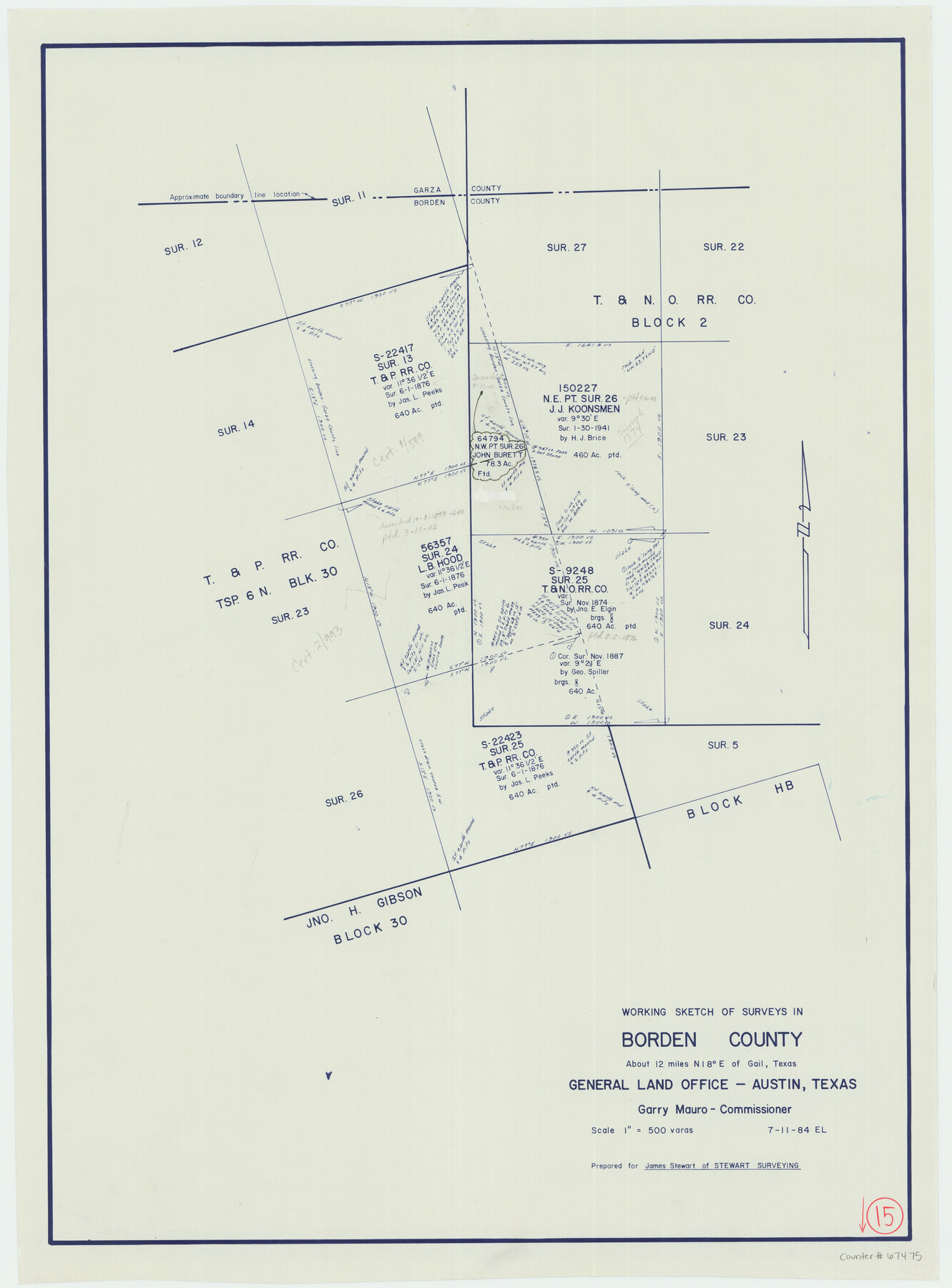 67475, Borden County Working Sketch 15, General Map Collection