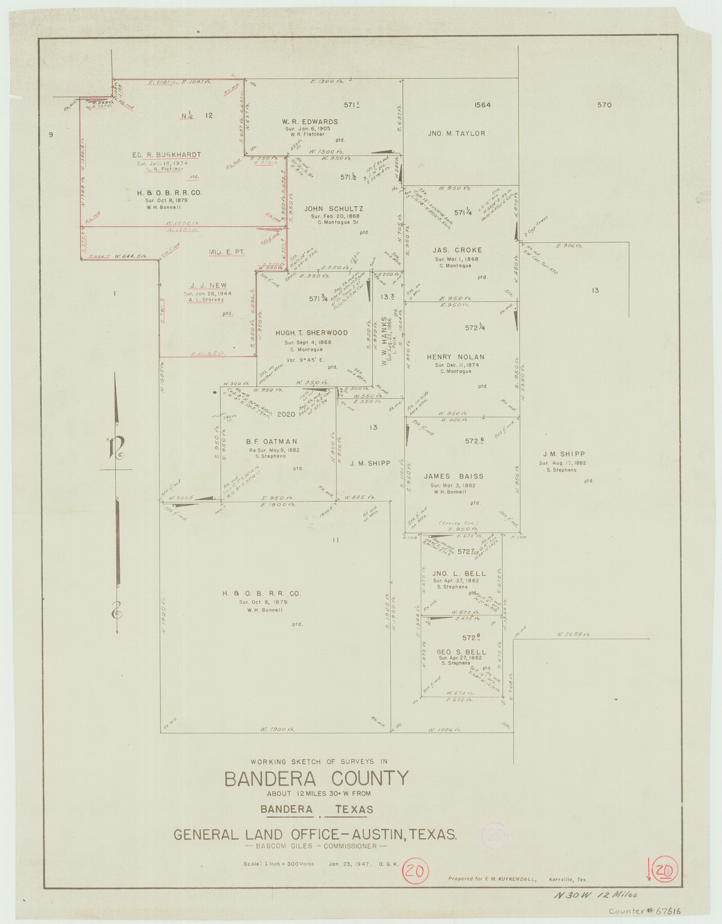 67616, Bandera County Working Sketch 20, General Map Collection