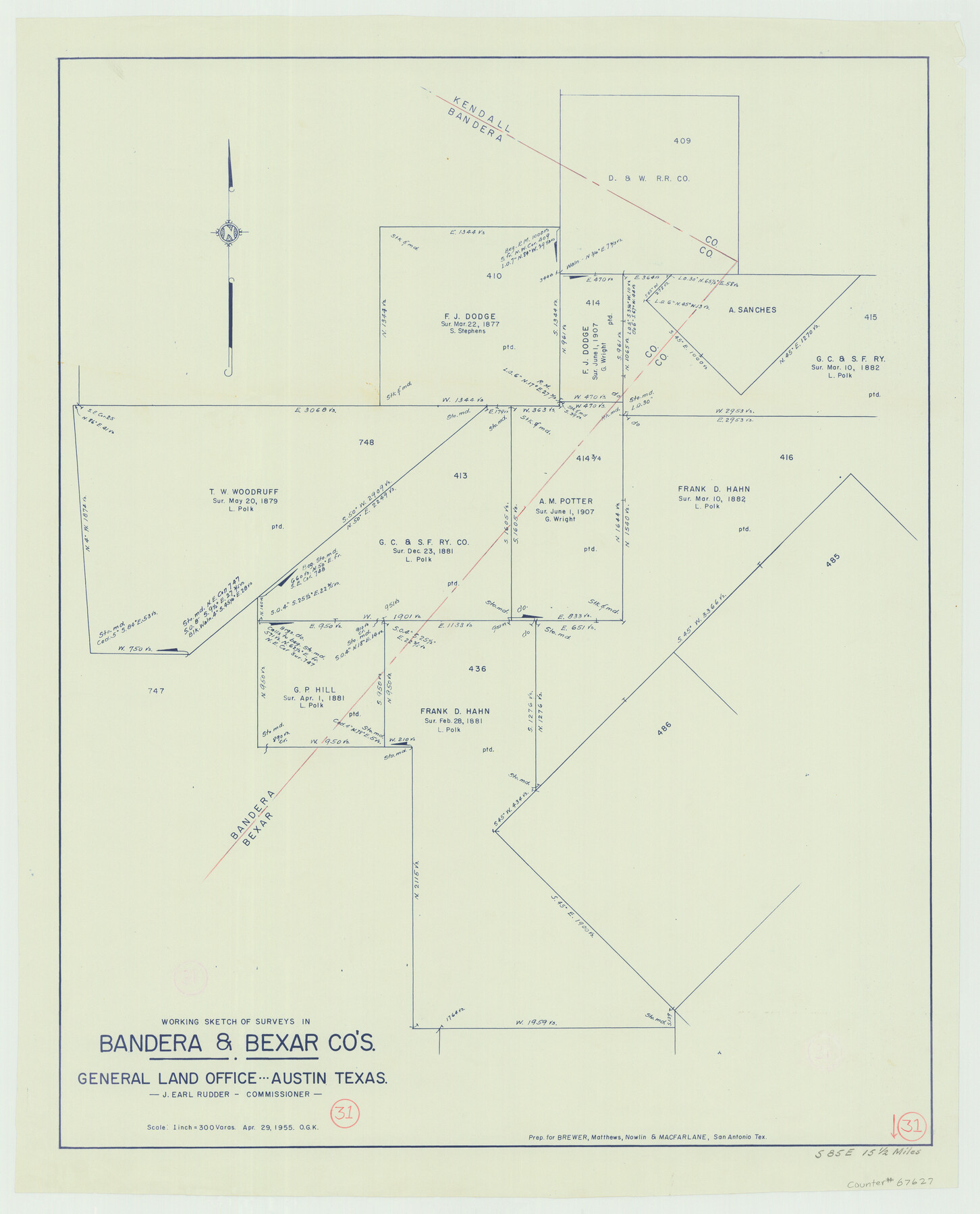 67627, Bandera County Working Sketch 31, General Map Collection