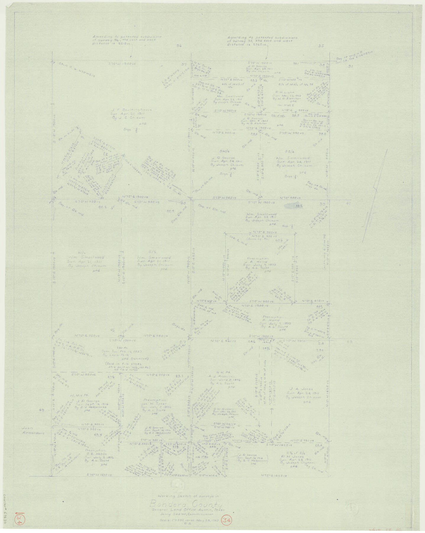 67630, Bandera County Working Sketch 34, General Map Collection