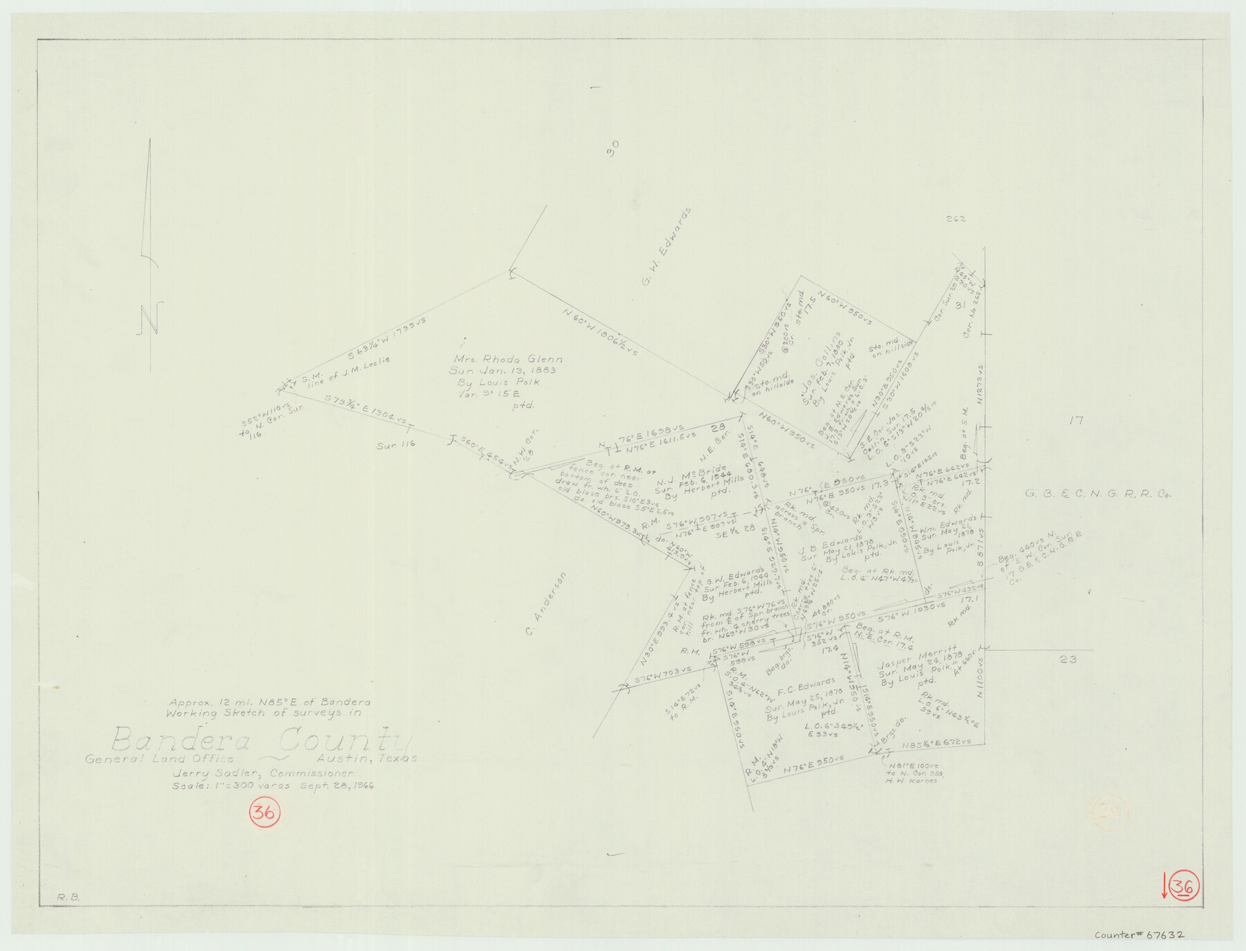 67632, Bandera County Working Sketch 36, General Map Collection