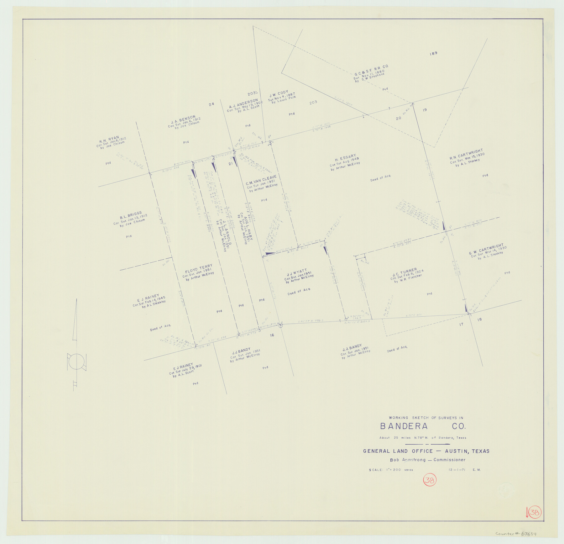 67634, Bandera County Working Sketch 38, General Map Collection