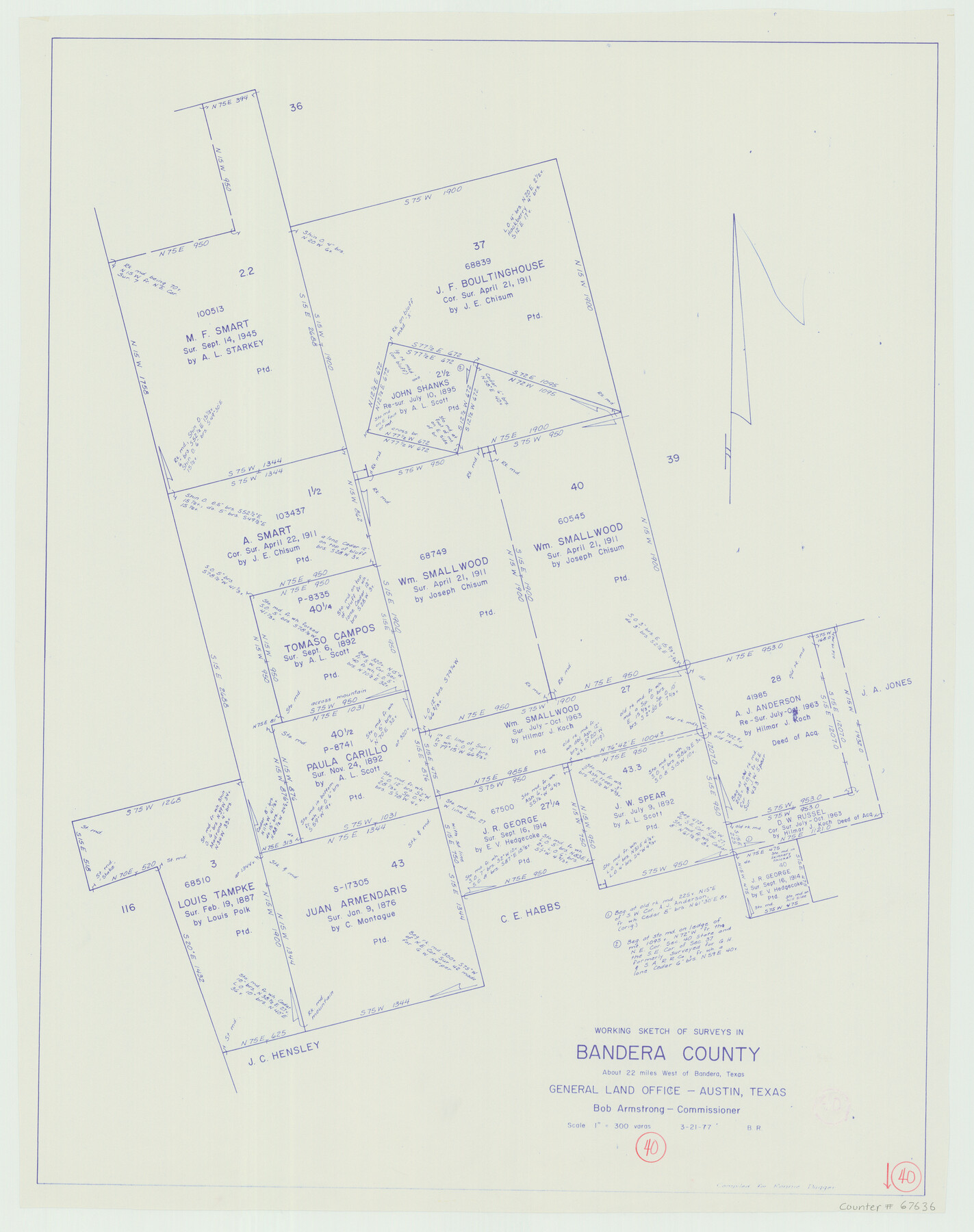 67636, Bandera County Working Sketch 40, General Map Collection