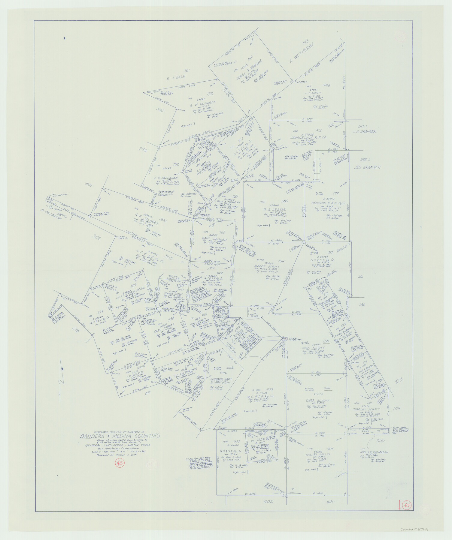67641, Bandera County Working Sketch 45, General Map Collection