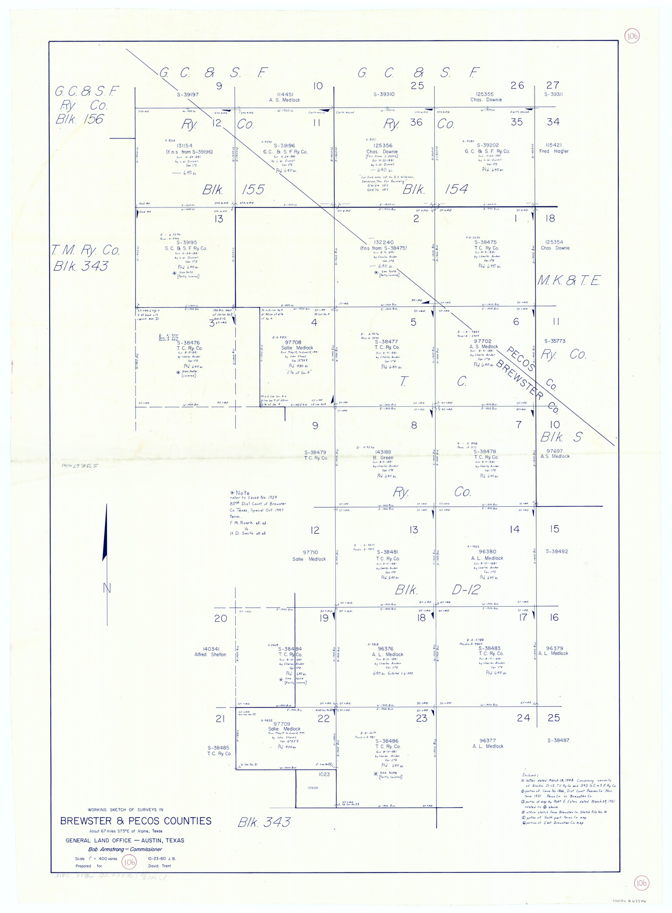 67706, Brewster County Working Sketch 106, General Map Collection