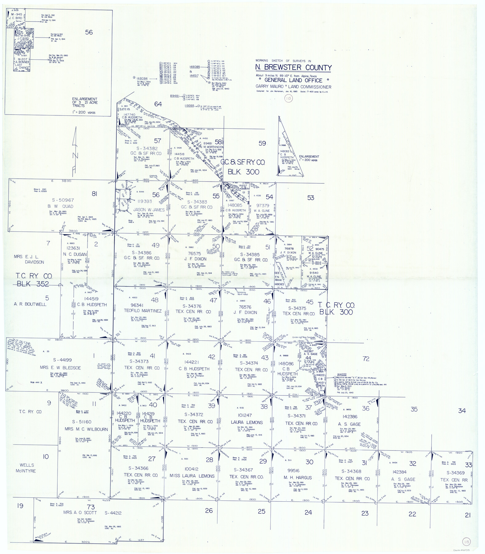 67715, Brewster County Working Sketch 115, General Map Collection