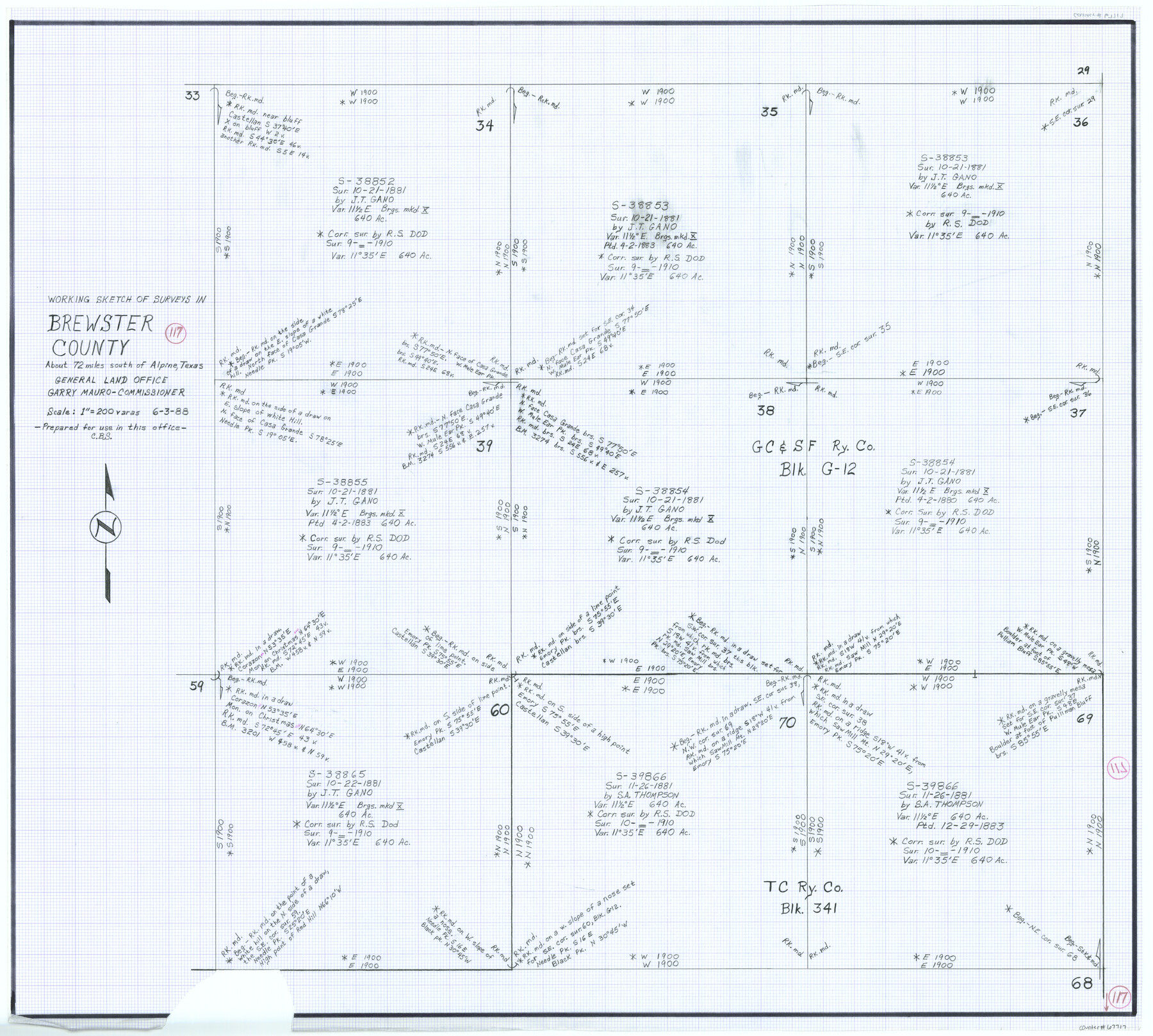 67717, Brewster County Working Sketch 117, General Map Collection