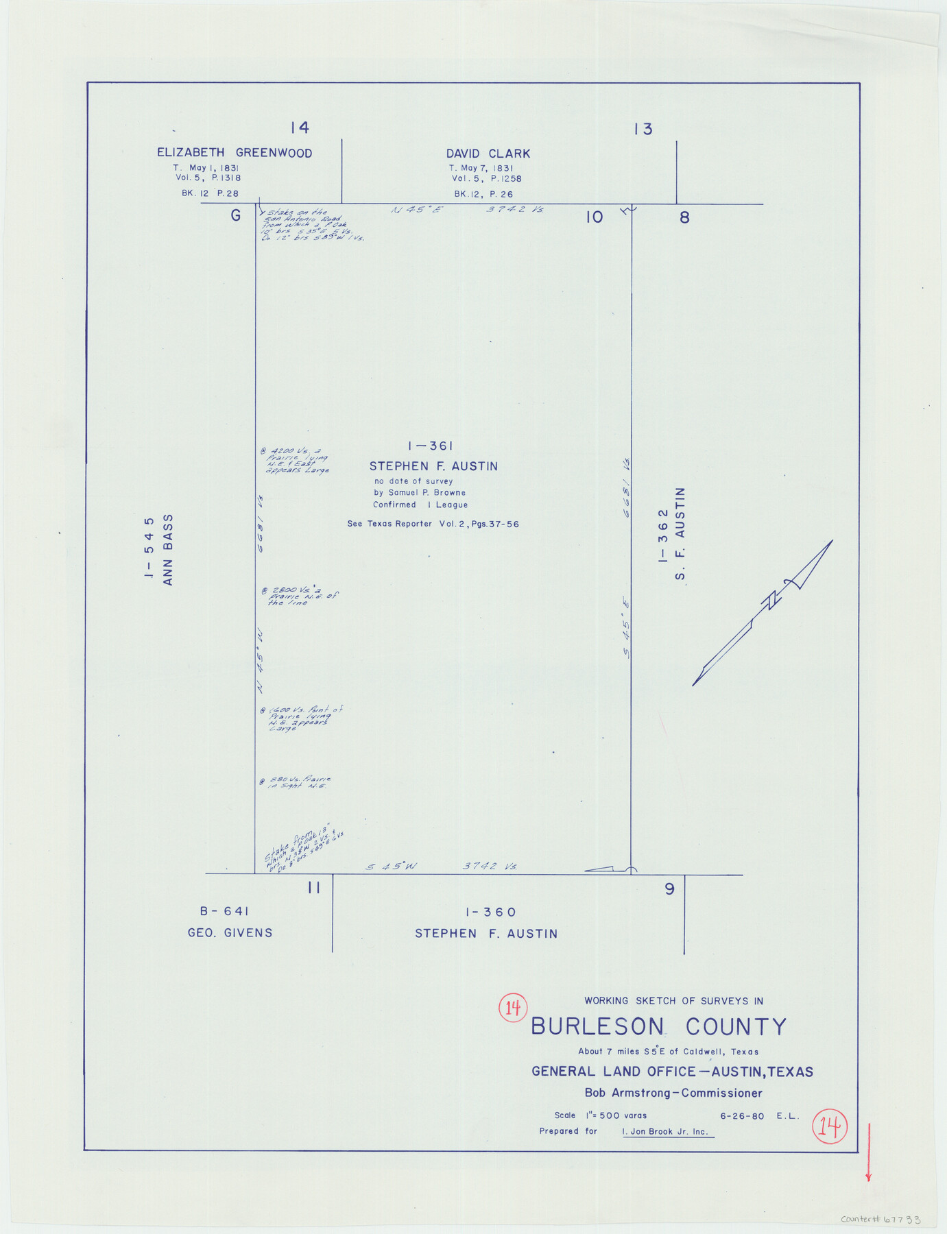 67733, Burleson County Working Sketch 14, General Map Collection