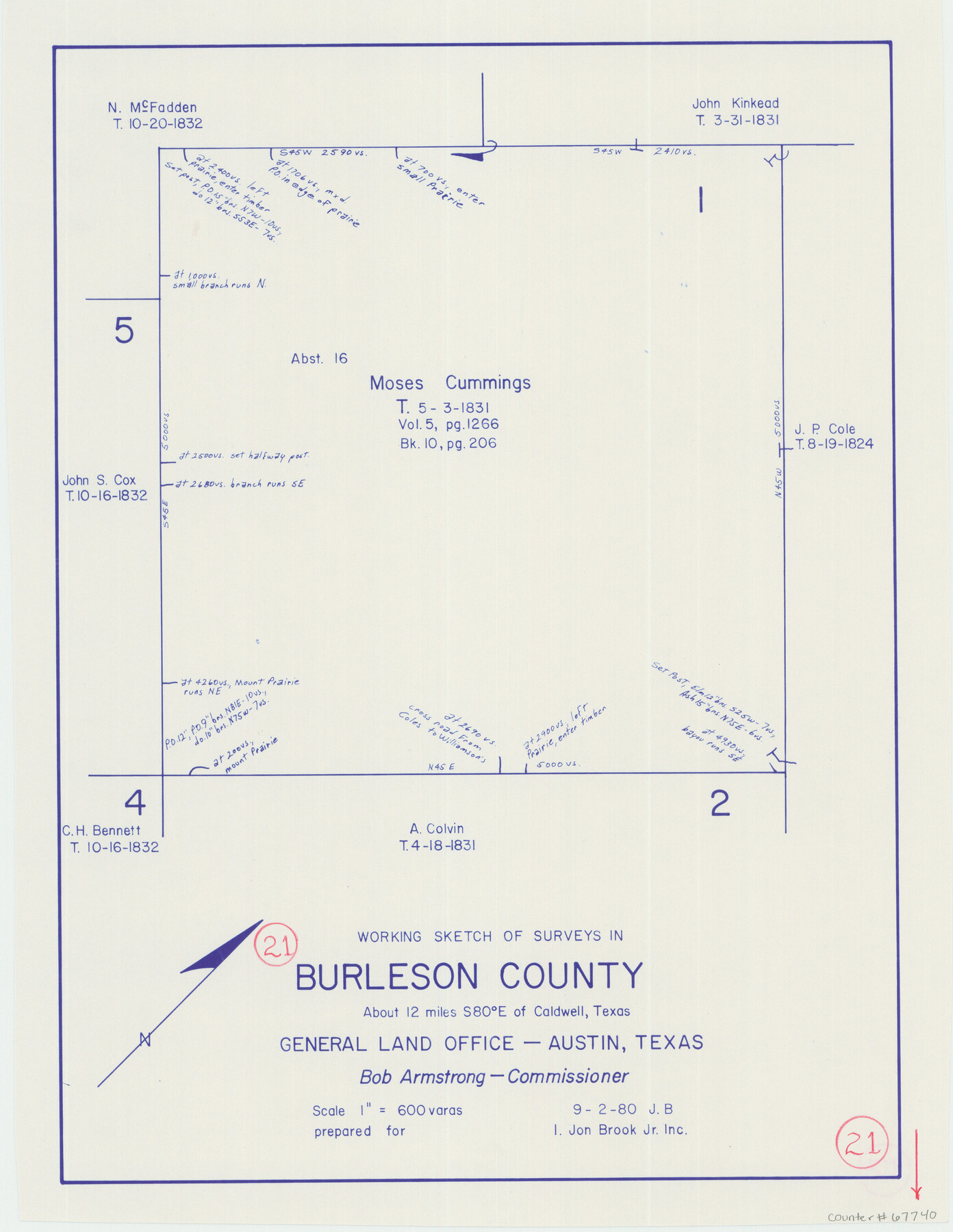 67740, Burleson County Working Sketch 21, General Map Collection