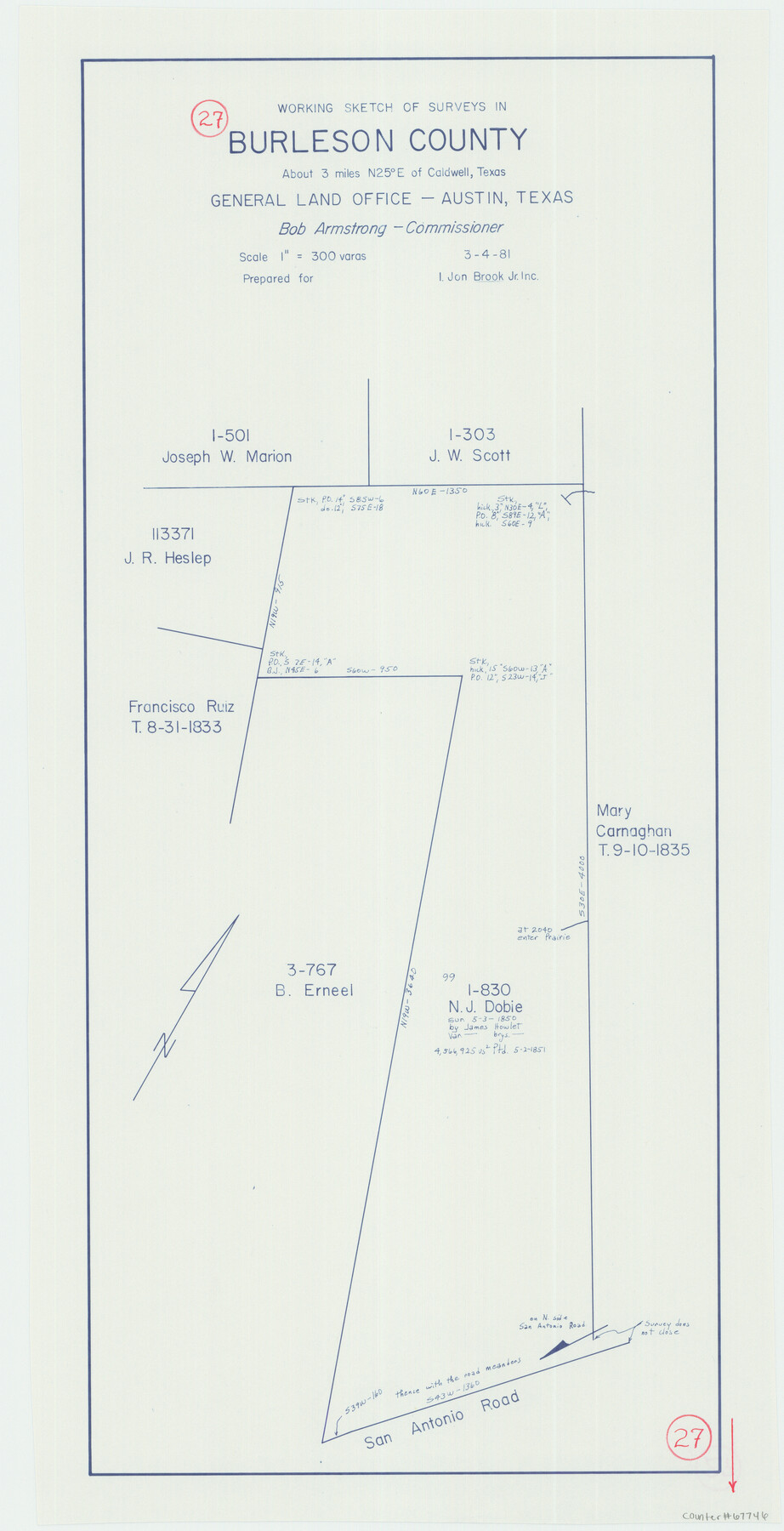 67746, Burleson County Working Sketch 27, General Map Collection