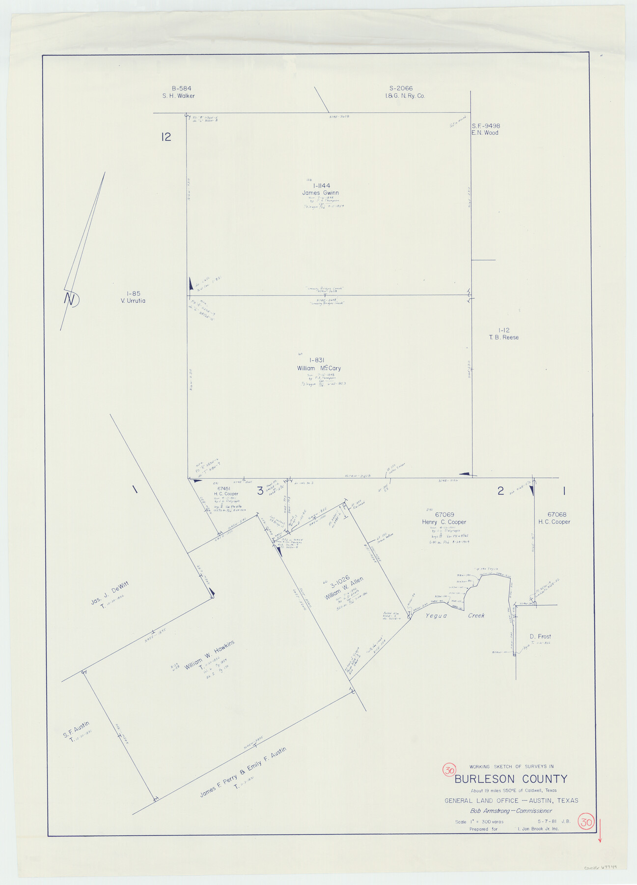 67749, Burleson County Working Sketch 30, General Map Collection