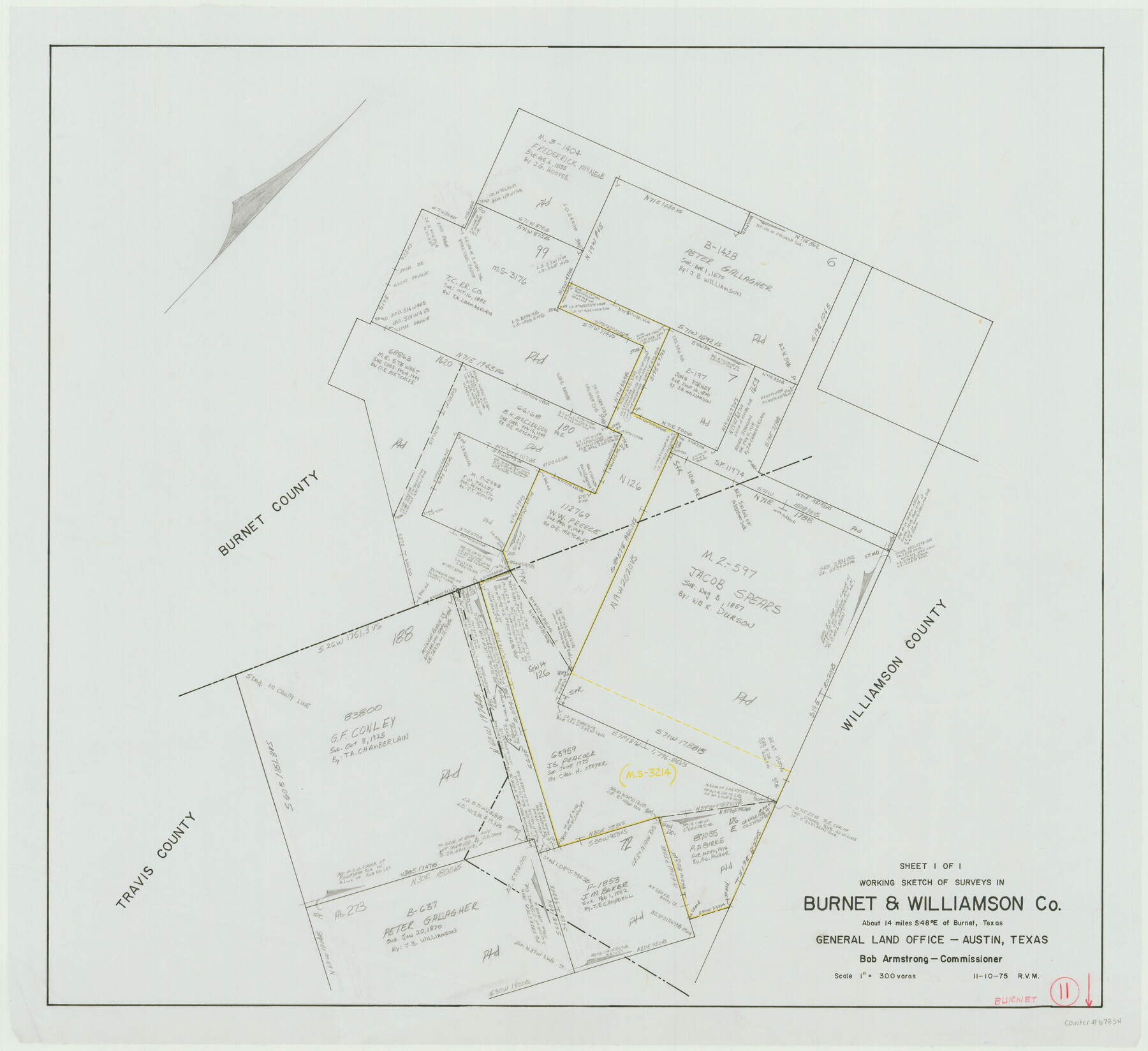 67854, Burnet County Working Sketch 11, General Map Collection